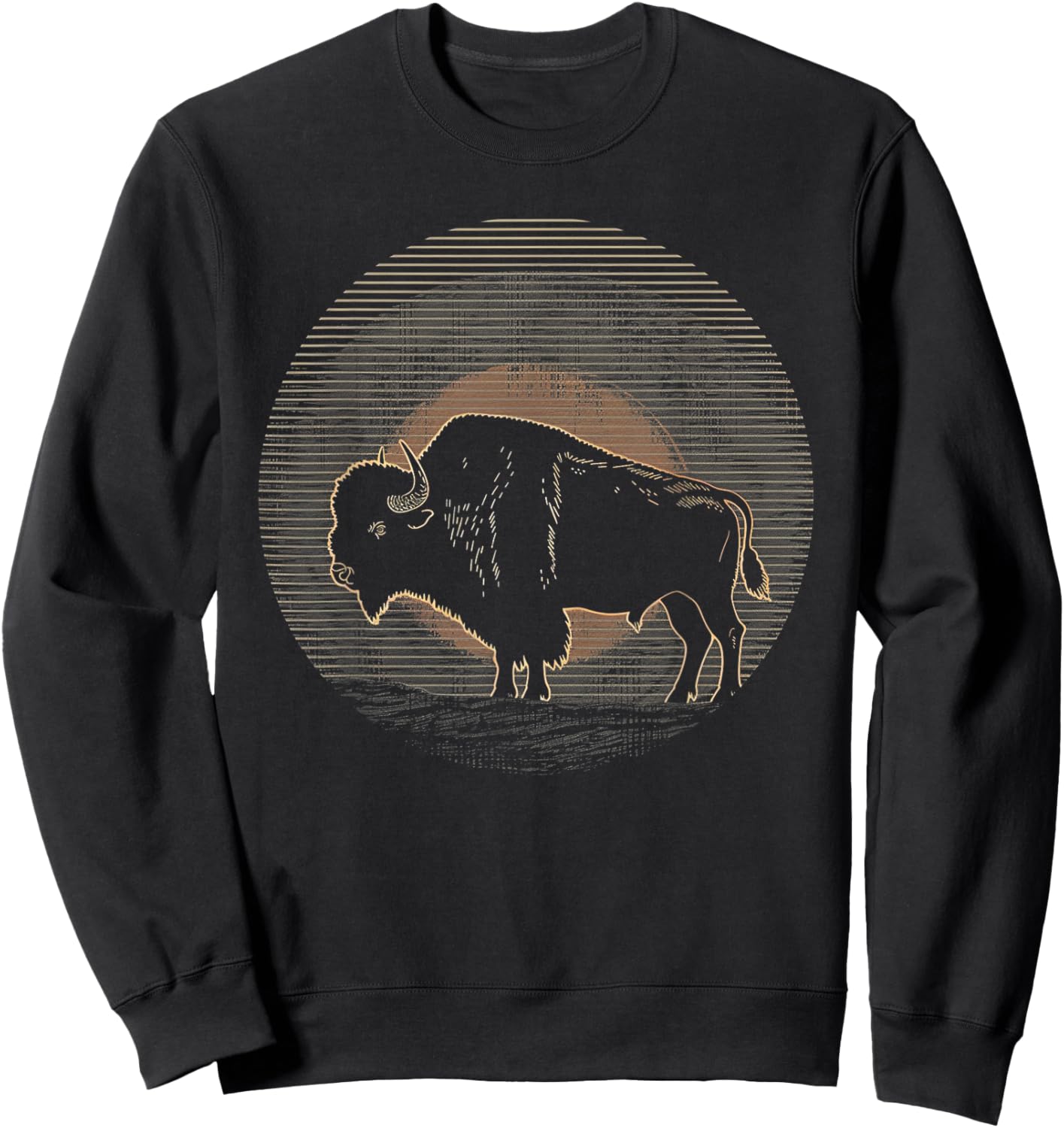 Buffalo Bison - Retro 70s 80s Graphic Vintage Men Women Kids Sweatshirt - Sweatshirt | Black