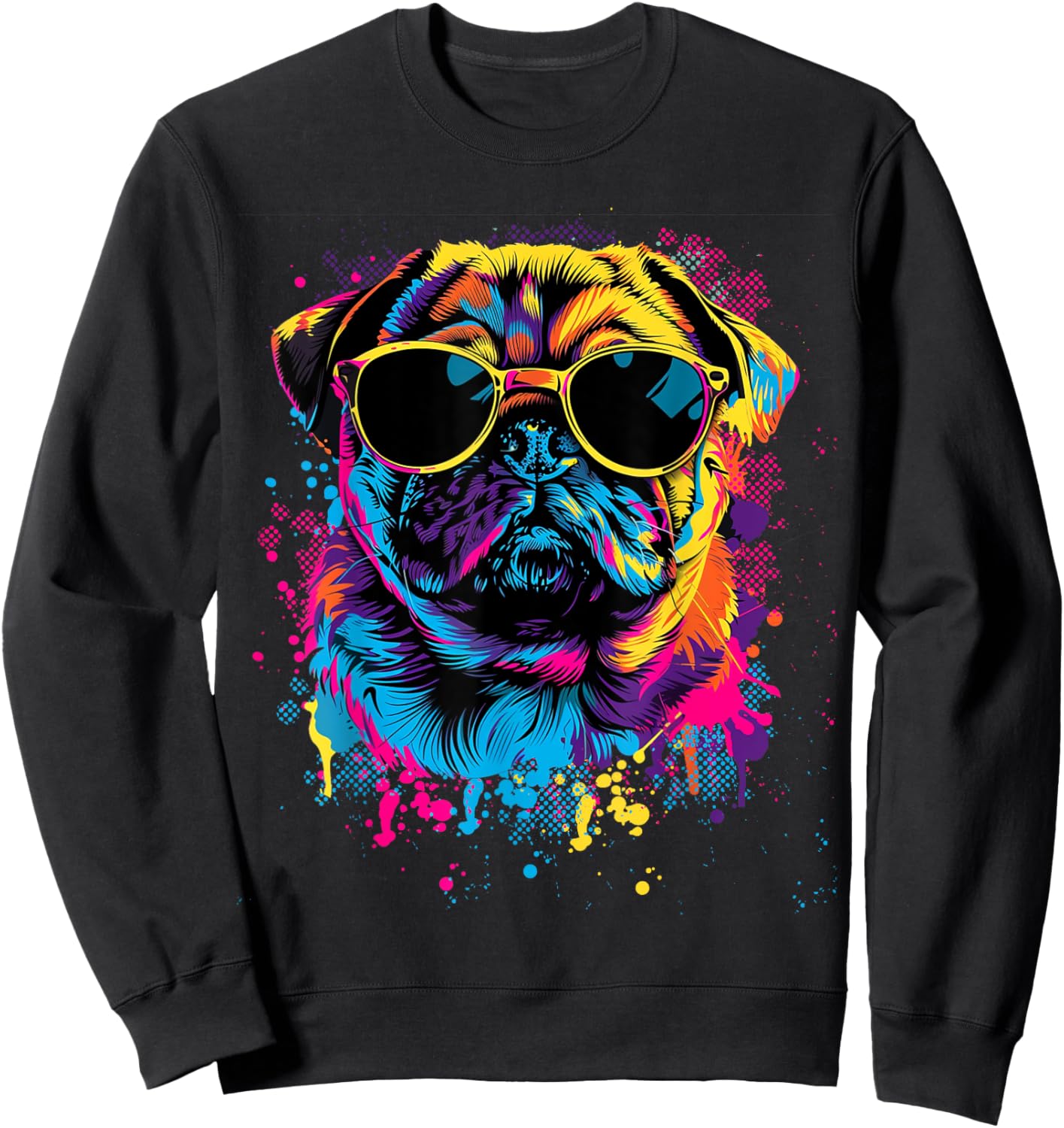 Pug Dog Lovers Design Colorful Pop Art Pug Sweatshirt - Sweatshirt | Black