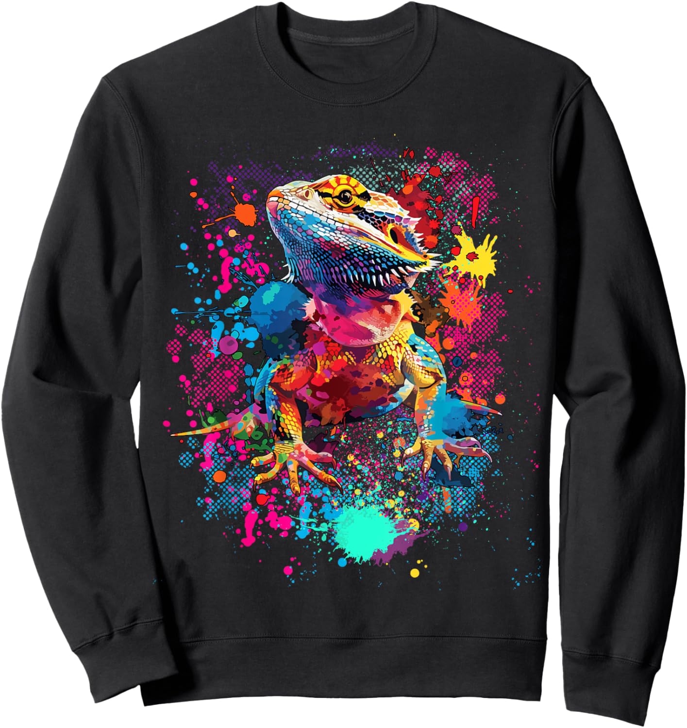 Bearded Dragon Lovers Colorful Pop Art Bearded Dragon Sweatshirt - Sweatshirt | Black