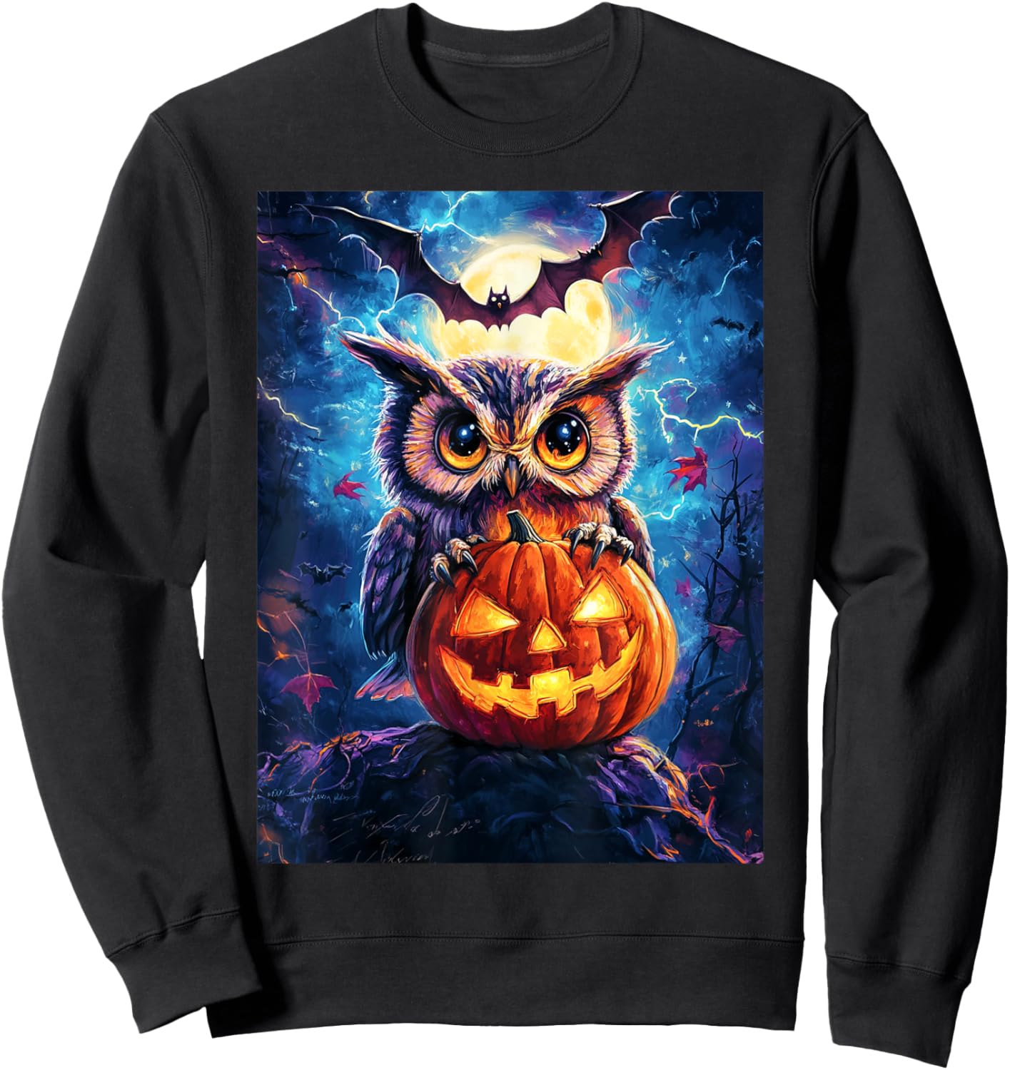 Halloween Girls Owl Boys Spooky Scary Pumpkin Kids Halloween Sweatshirt - Sweatshirt | Black