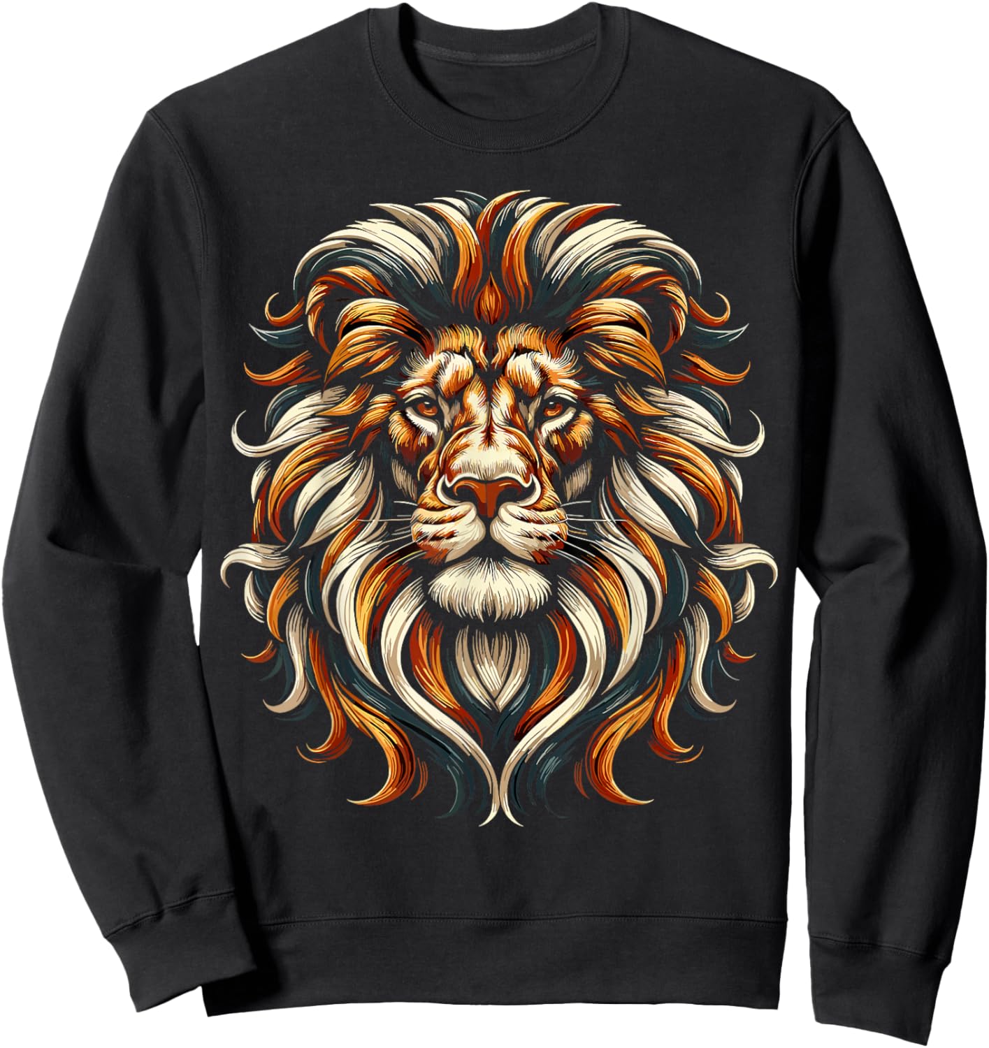Lion Face Wild Animal Cute Lion Sweatshirt - Sweatshirt | Black