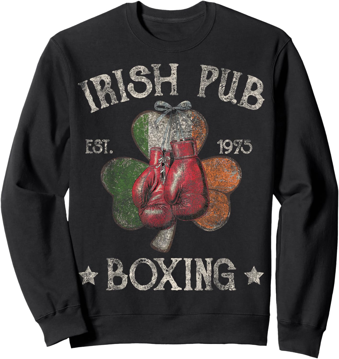 Vintage Irish Pub Est 1975 Boxing Day Distressed Awesme Sweatshirt - Sweatshirt | Black