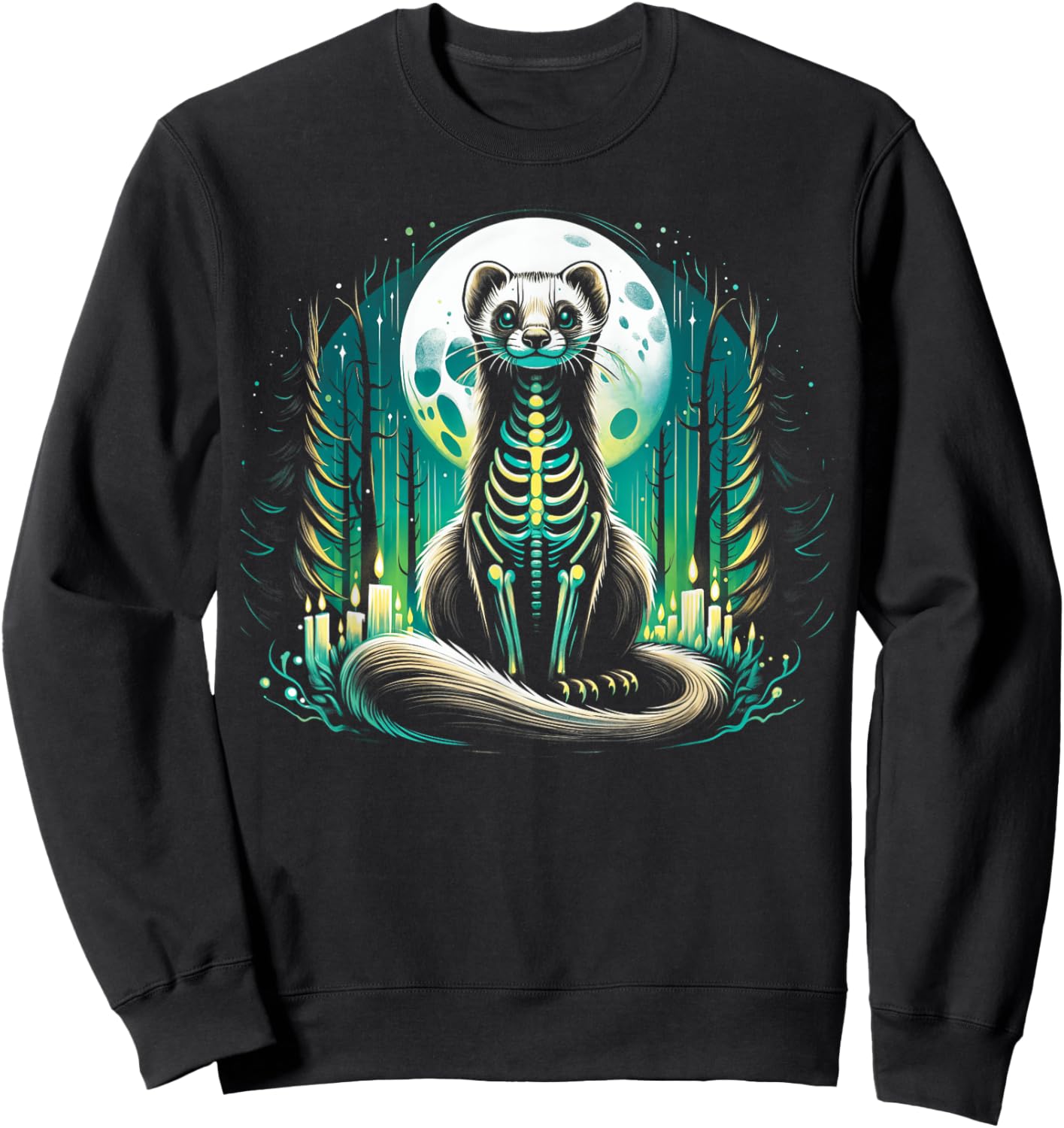 Cool Ferret Skeleton Halloween Christmas Birthday Sweatshirt - Sweatshirt | Black