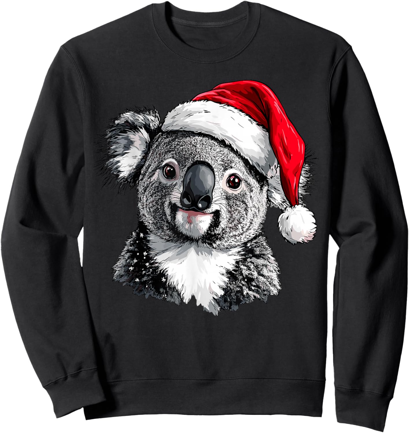 Funny Xmas Koala Lovers Christmas Pajama Koala Santa Hat Sweatshirt - Sweatshirt | Black