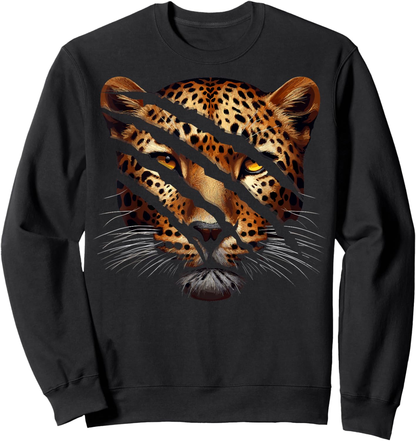 Leopard Cheetah Tiger Leopard Face Lion Cat Women Girls Kids Sweatshirt - Sweatshirt | Black