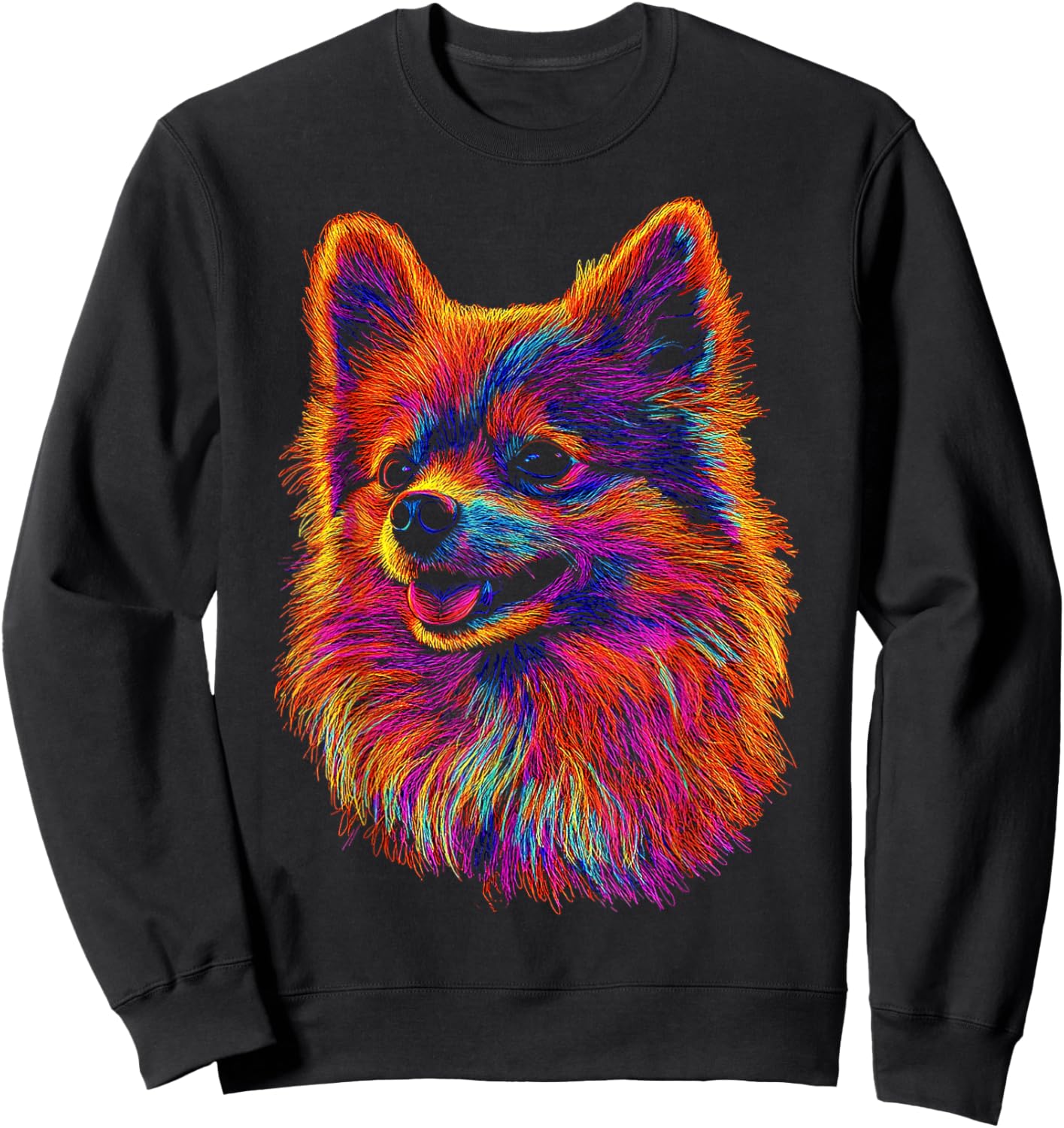 Pomeranian Dog Motif Pet Artwork Pomeranian Sweatshirt - Sweatshirt | Black