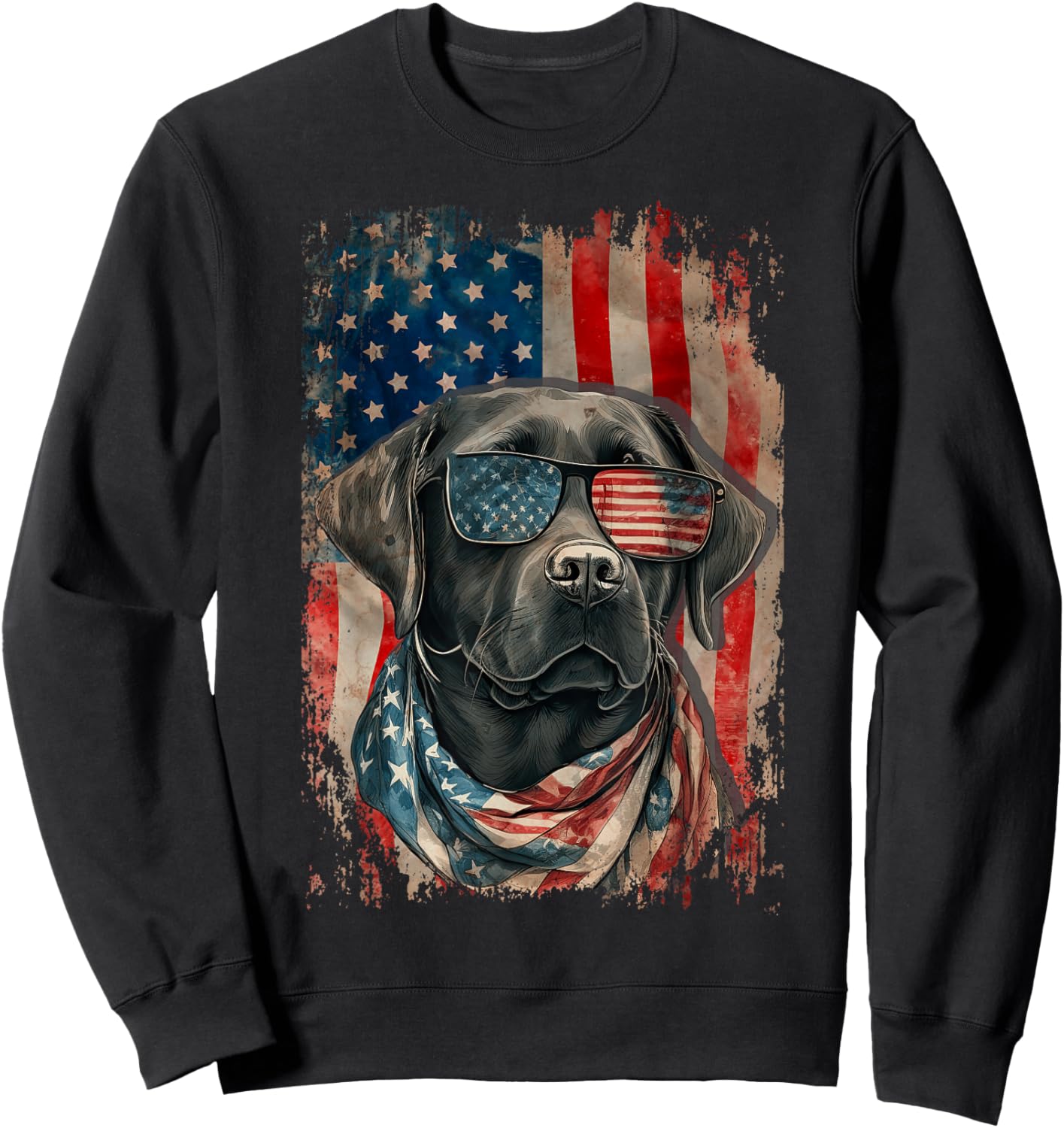 Black Labrador Retriever USA Flag Vintage Labrador Dog Lover Sweatshirt - Sweatshirt | Black