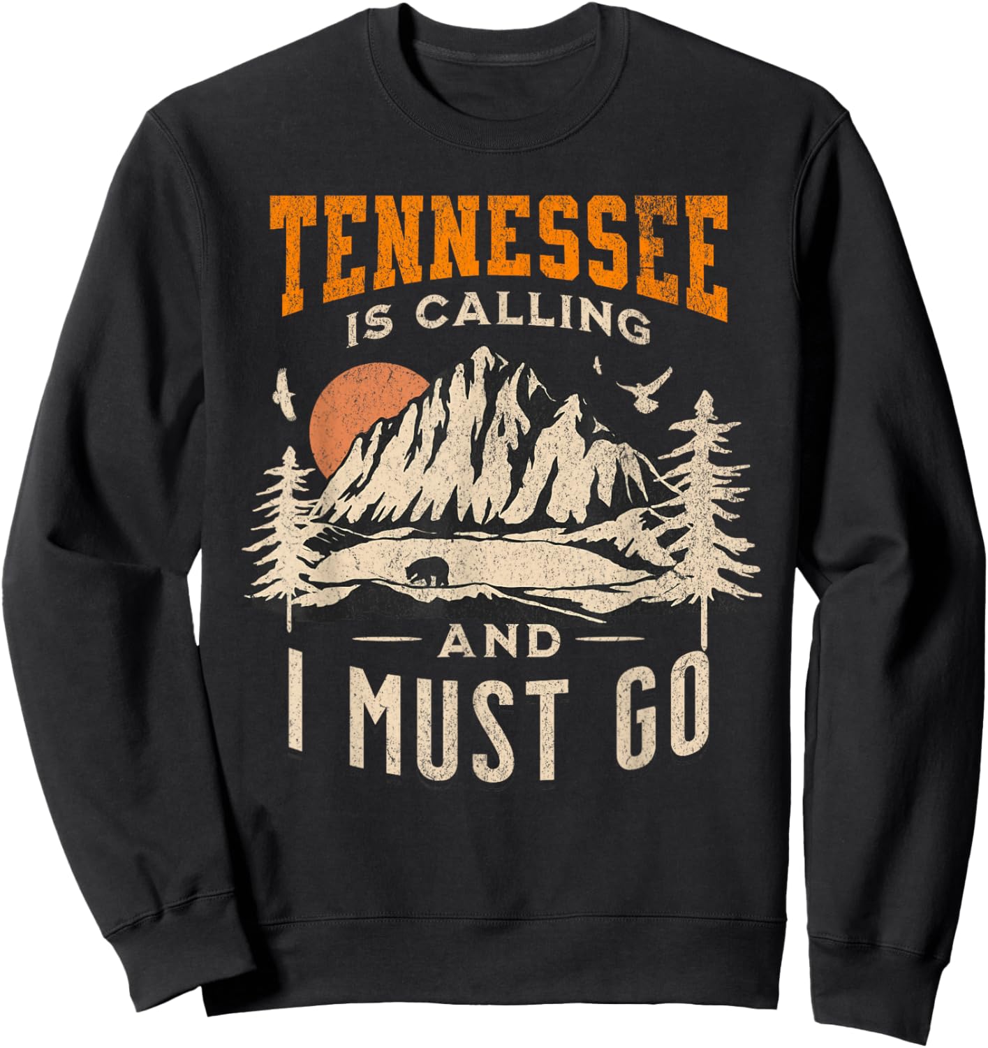 Vintage Tennessee Is Calling And I Must Go, Distressed Print Sweatshirt - Sweatshirt | Black