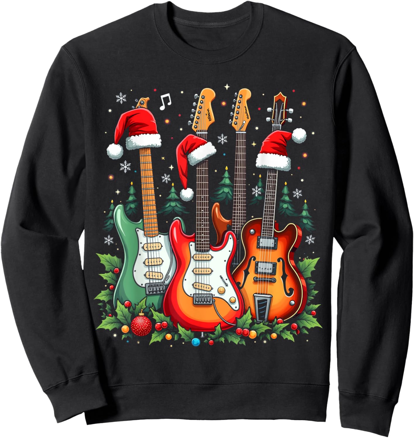 Christmas Guitar Sweatshirt - Sweatshirt | Black