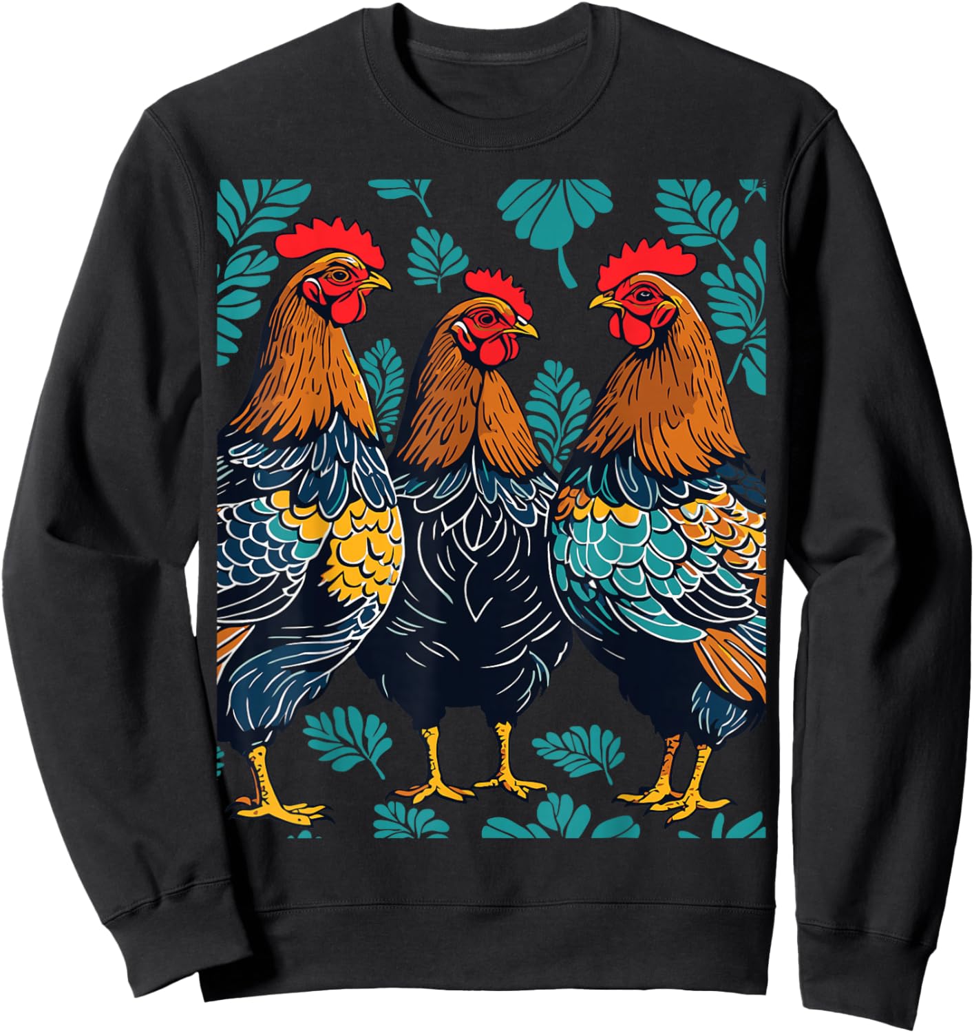 Three French Hens Cut-Out Stencil-Style Sweatshirt - Sweatshirt | Black