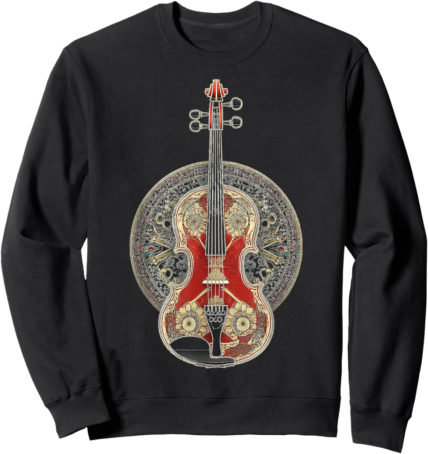 Violin Music Instrument Motif Art Violin Sweatshirt - Sweatshirt | Black