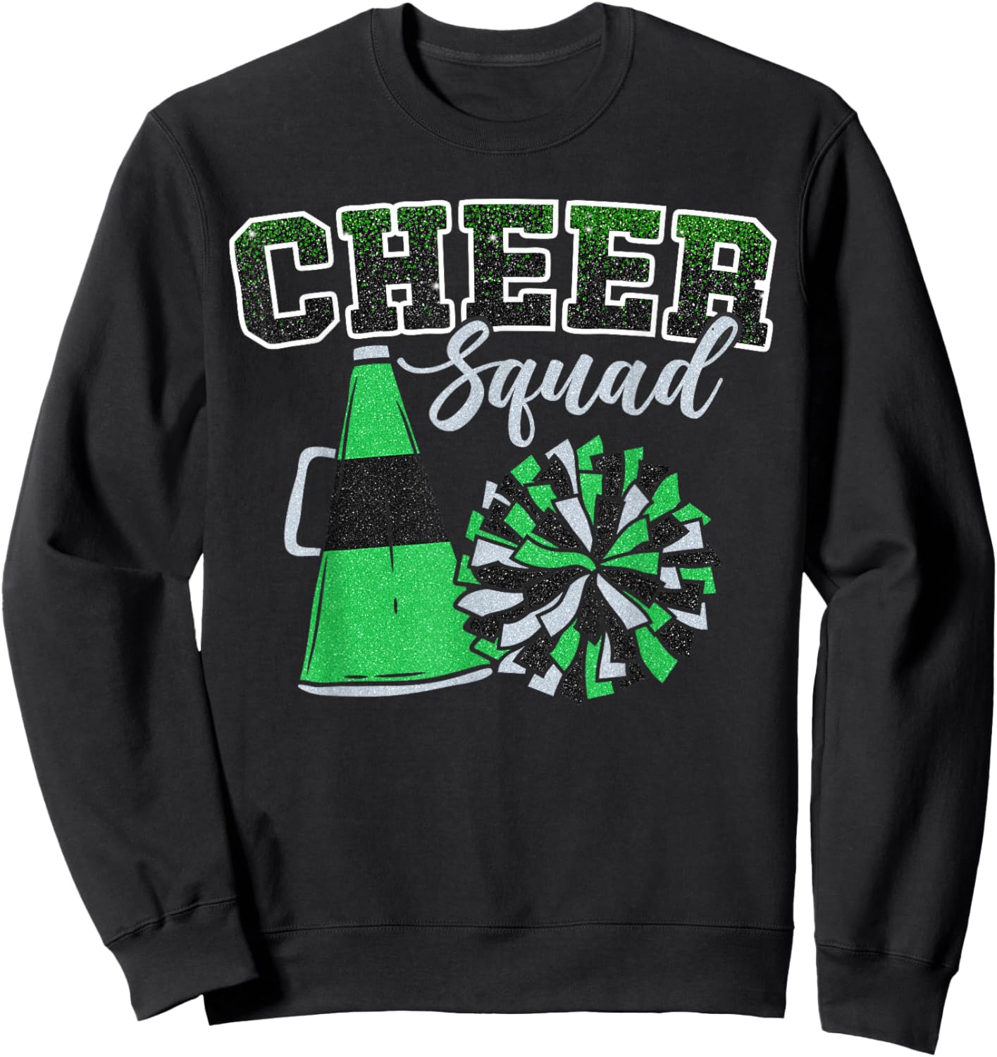 Cheer Squad Funny Cheerleader Cheerleading Green Women Girl Sweatshirt - Sweatshirt | Black