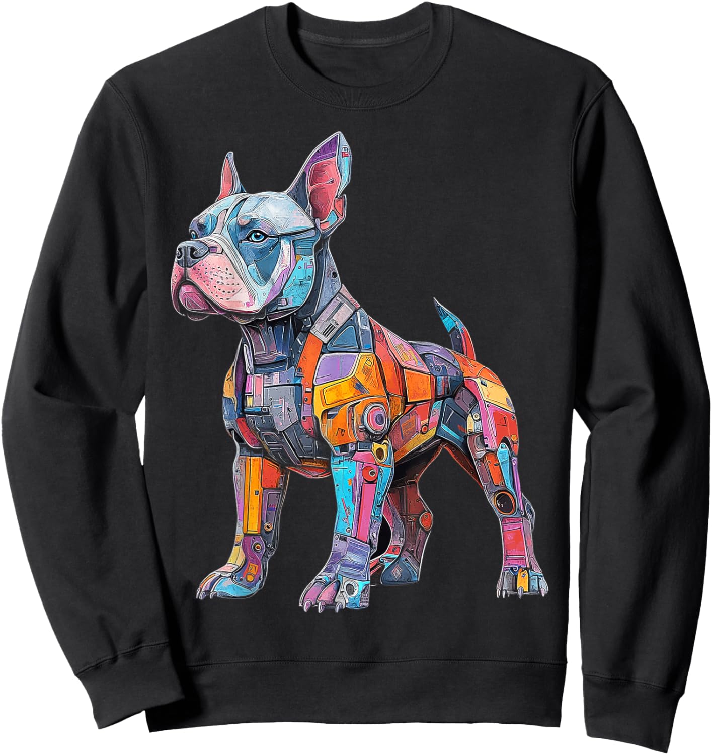 American Bully Dog Motif Pet Artwork Colorful American Bully Women Kids Sweatshirt - Sweatshirt | Black