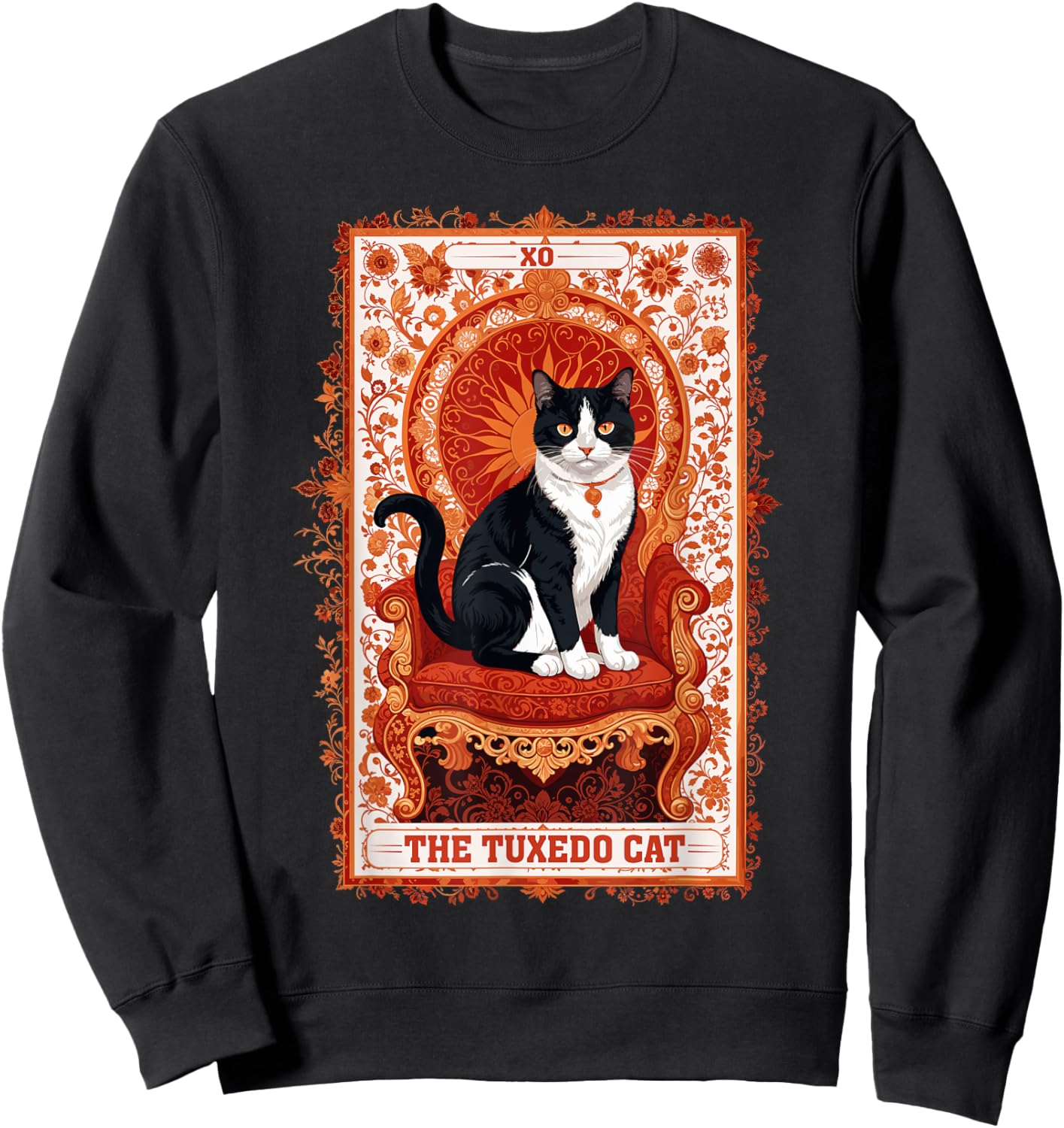 Tuxedo Cat Tarot Card Shirt Funny Tarot Reading Cat Lover Women Kids Sweatshirt - Sweatshirt | Black