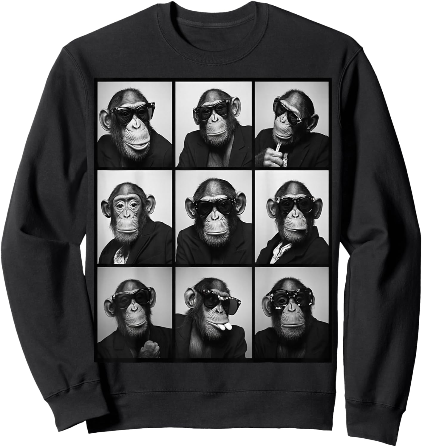 Chimp Selfie Chimpanzee A Monkey On Sweatshirt - Sweatshirt | Black