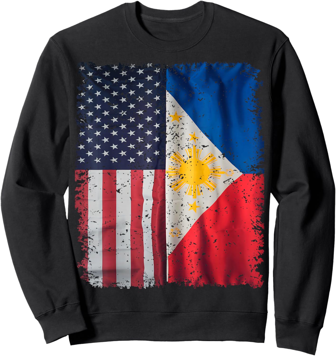 Philippines Usa Flag America Filipino Roots American Grown Sweatshirt - Sweatshirt | Black
