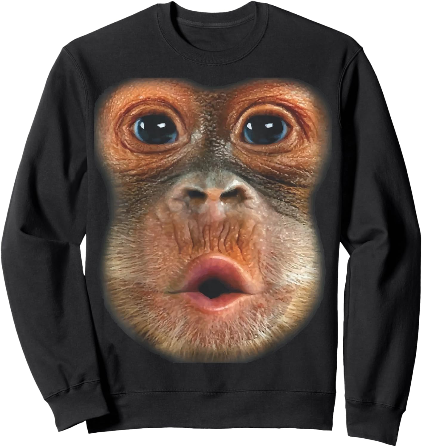 Monkey Blowing Stomach Face Sweatshirt - Sweatshirt | Black