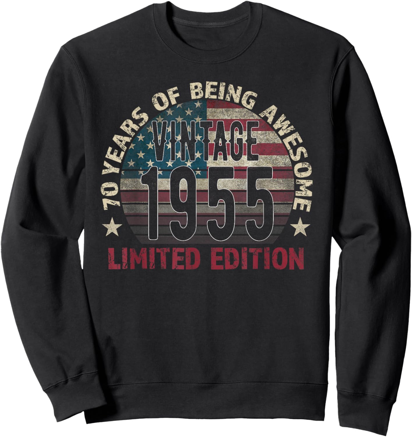 70th Birthday Gift Men Vintage Born 1955 Turning 70 Year Old Sweatshirt - Sweatshirt | Black