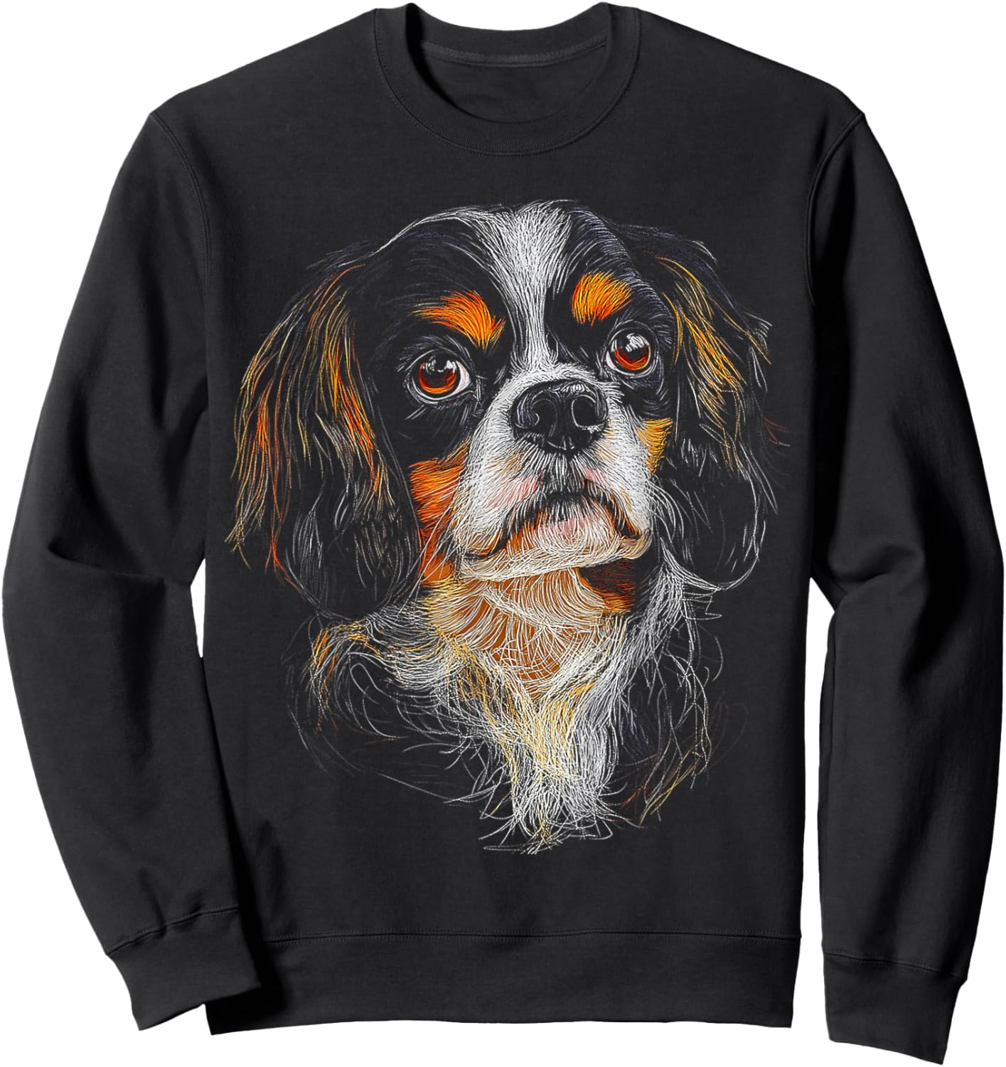Cavalier King Charles Spaniel Dog Motif Pet Artwork Men Women Kids Sweatshirt - Sweatshirt | Black
