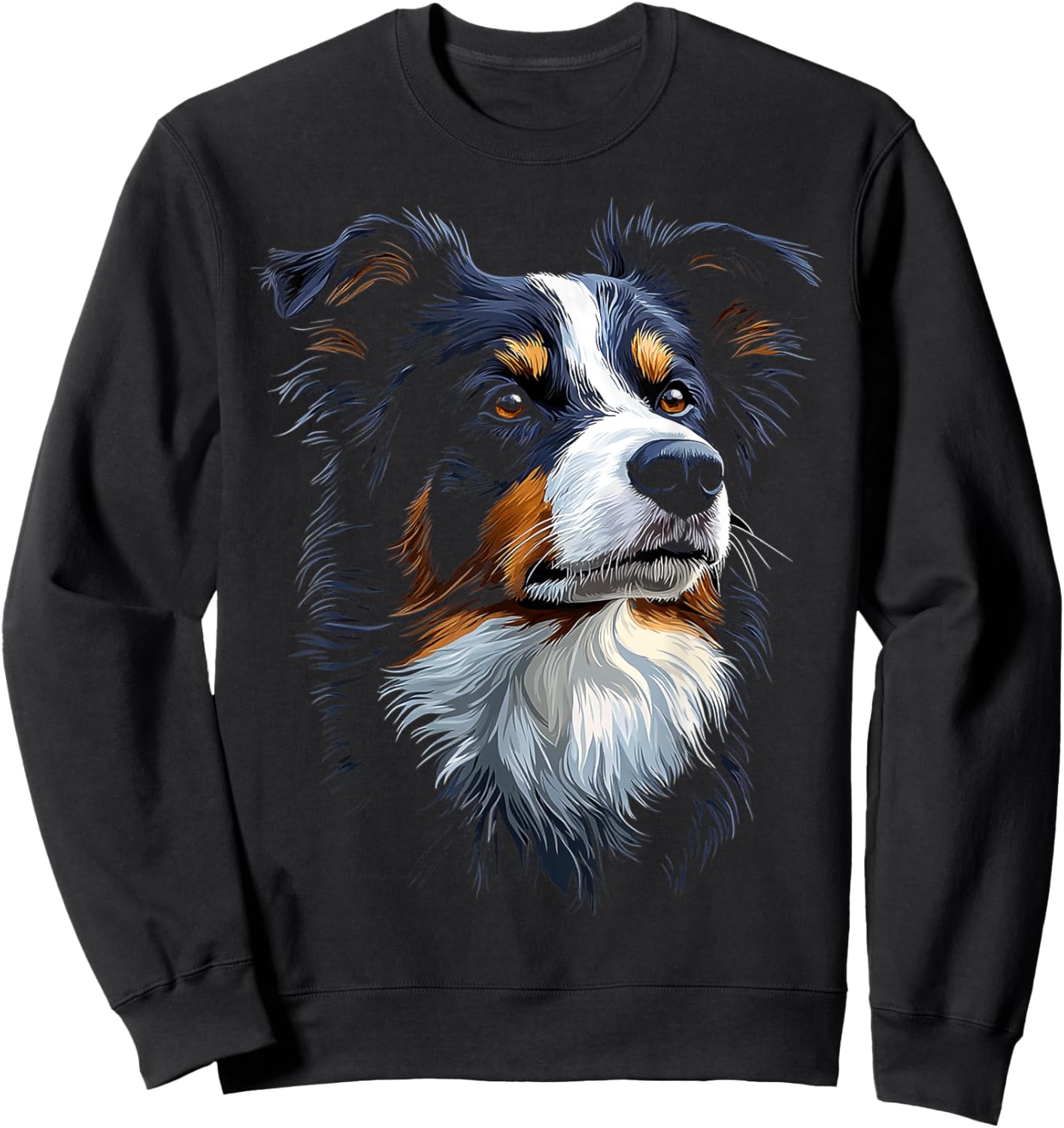 Border Collie Dog Motif Pet Artwork Border Collie Women Kids Sweatshirt - Sweatshirt | Black