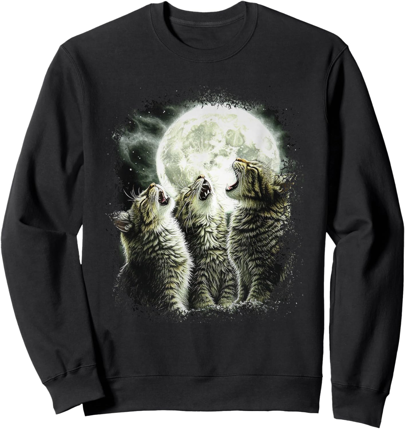 Funny Cats Howling At Moon Sweatshirt - Sweatshirt | Black