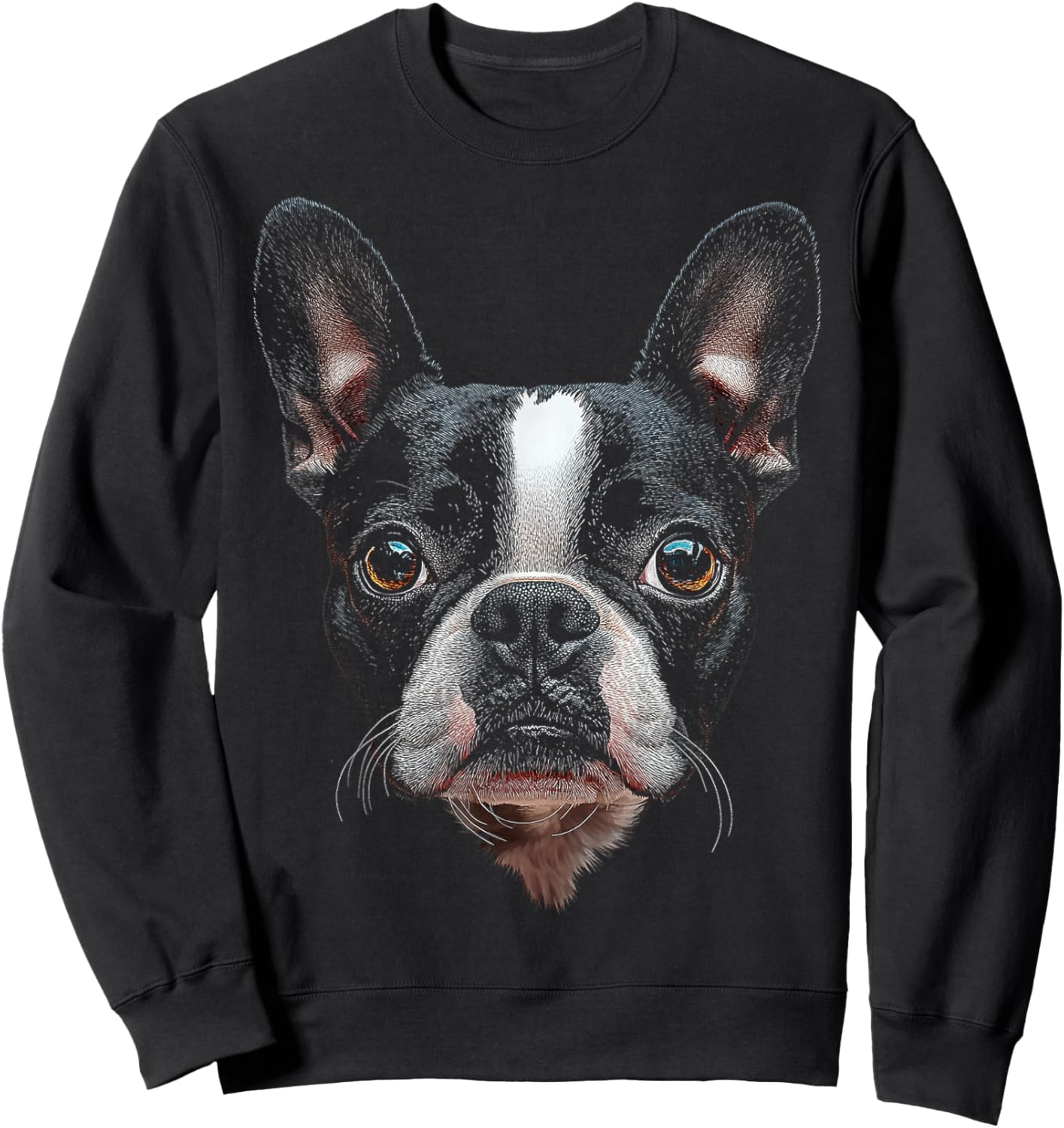 Boston Terrier Dog Graphic Pet Illustration Boston Terrier Sweatshirt - Sweatshirt | Black