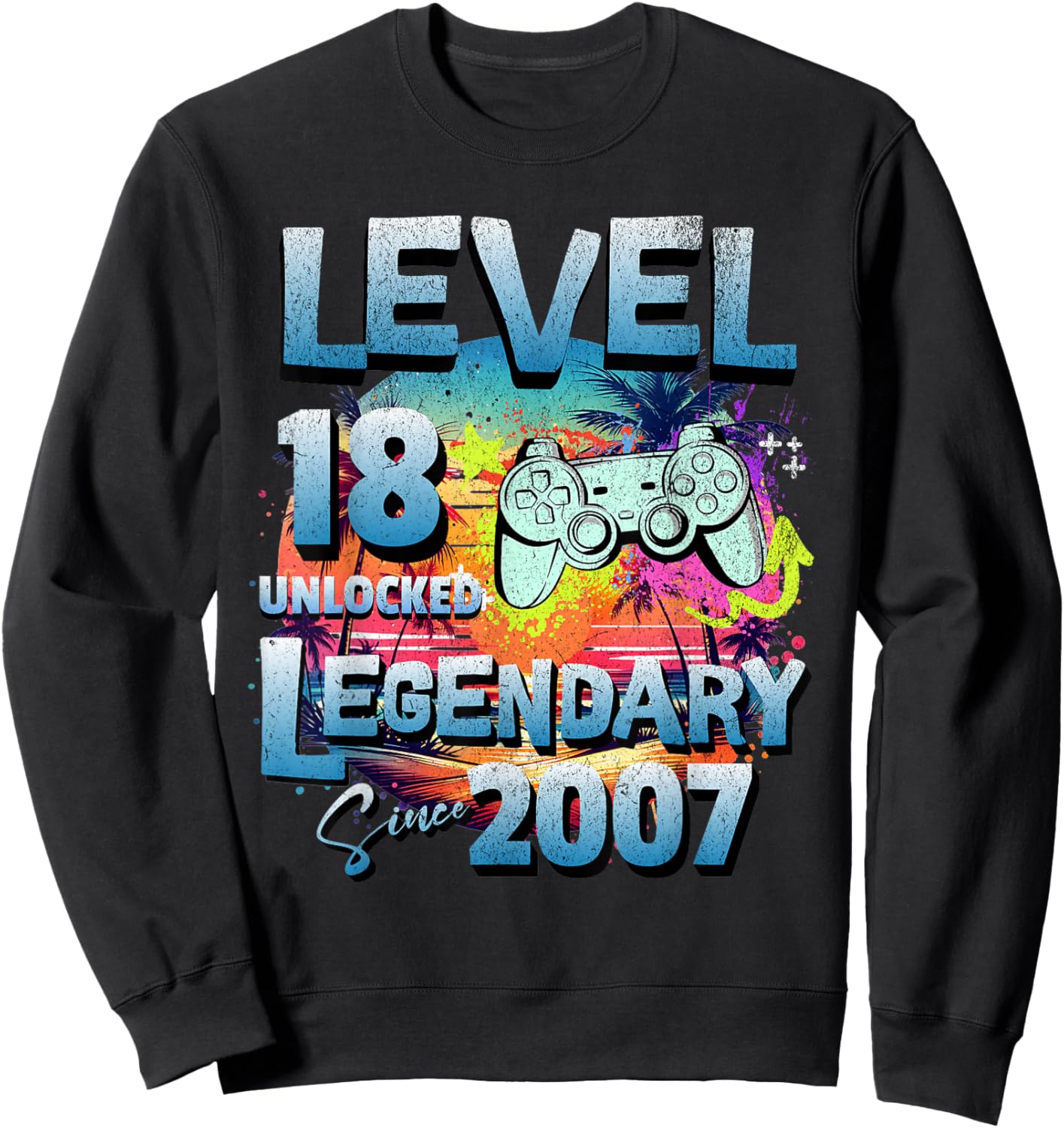Level 18 years old unlocked since 2007 Legendary birthday Sweatshirt - Sweatshirt | Black