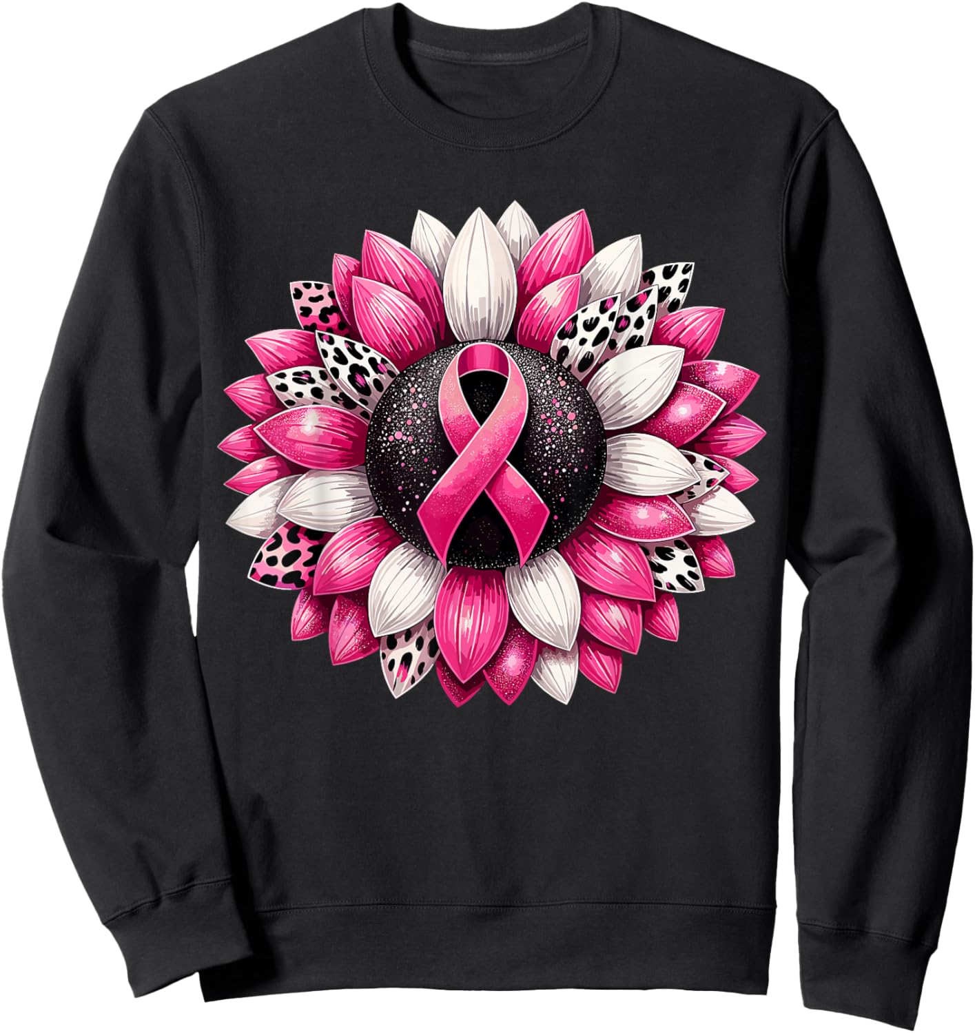 Sunflower Pink Breast Cancer Awareness Sweatshirt - Sweatshirt | Black