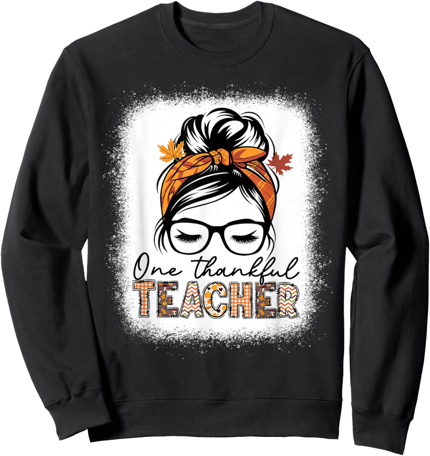 One Thankful Teacher Rainbow Thanksgiving School Sweatshirt - Sweatshirt | Black