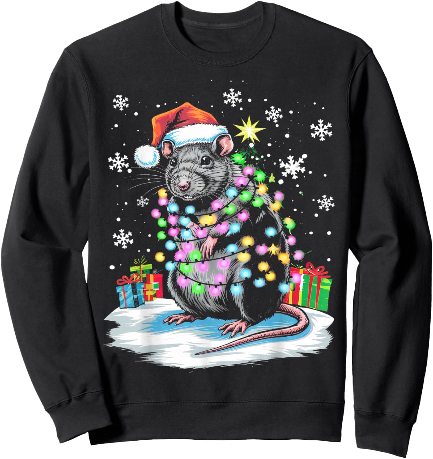 Rat Christmas Light Family Sweatshirt - Sweatshirt | Black