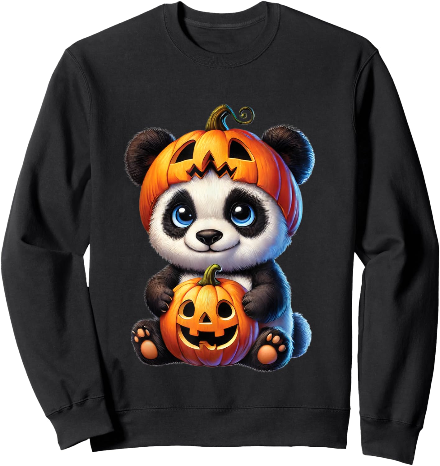 Panda Halloween Panda Pumpkin Halloween Panda Lover Sweatshirt - Sweatshirt | Black