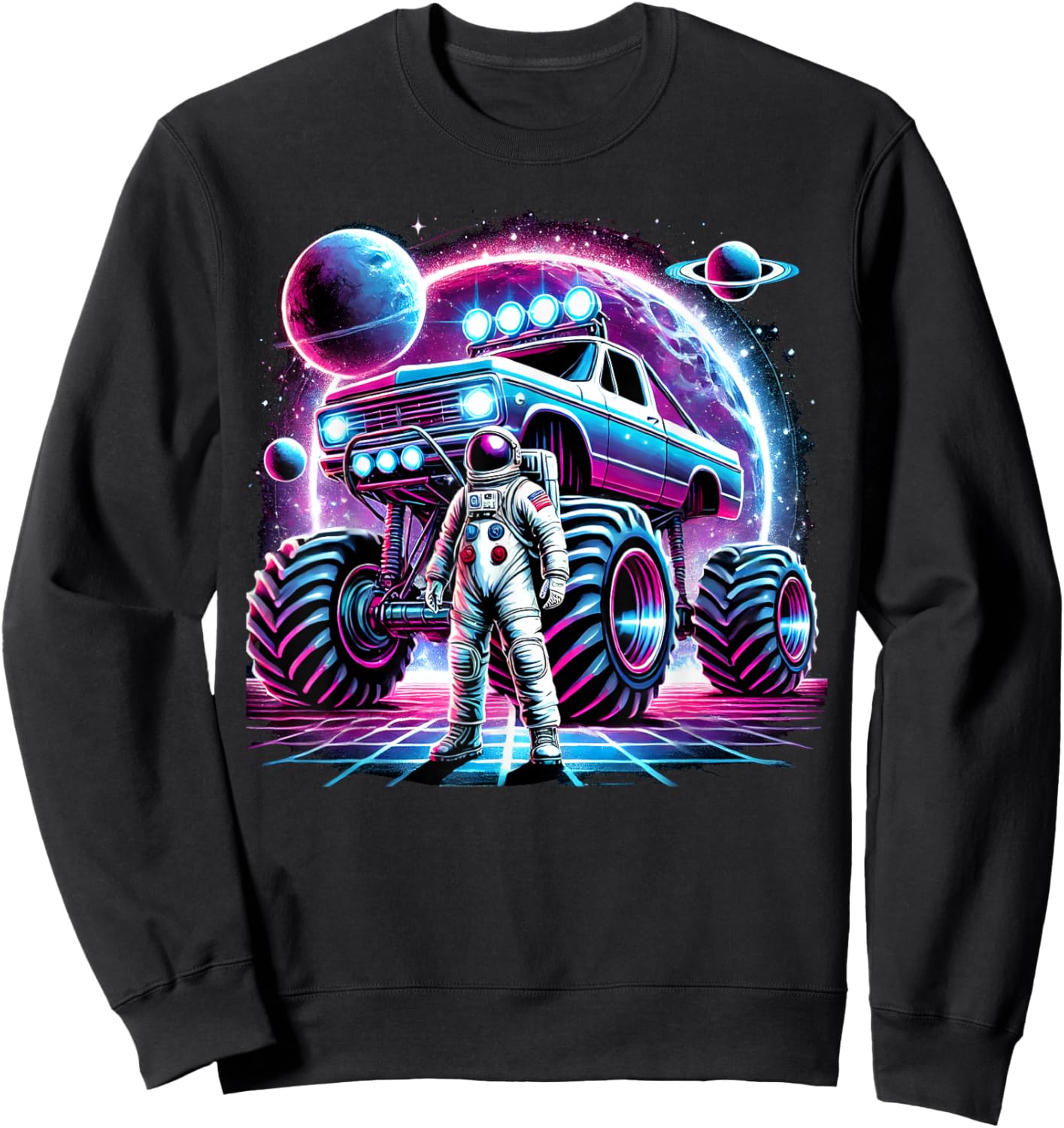 Astronaut Cosmic Space Adventure Monster Truck Astronomy Sweatshirt - Sweatshirt | Black