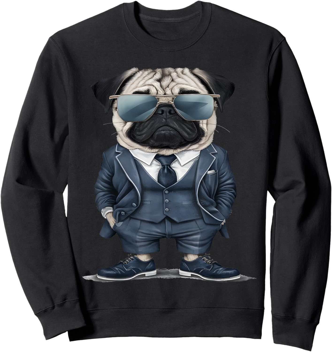Men Woman Pug Suit Pug Sweatshirt - Sweatshirt | Black