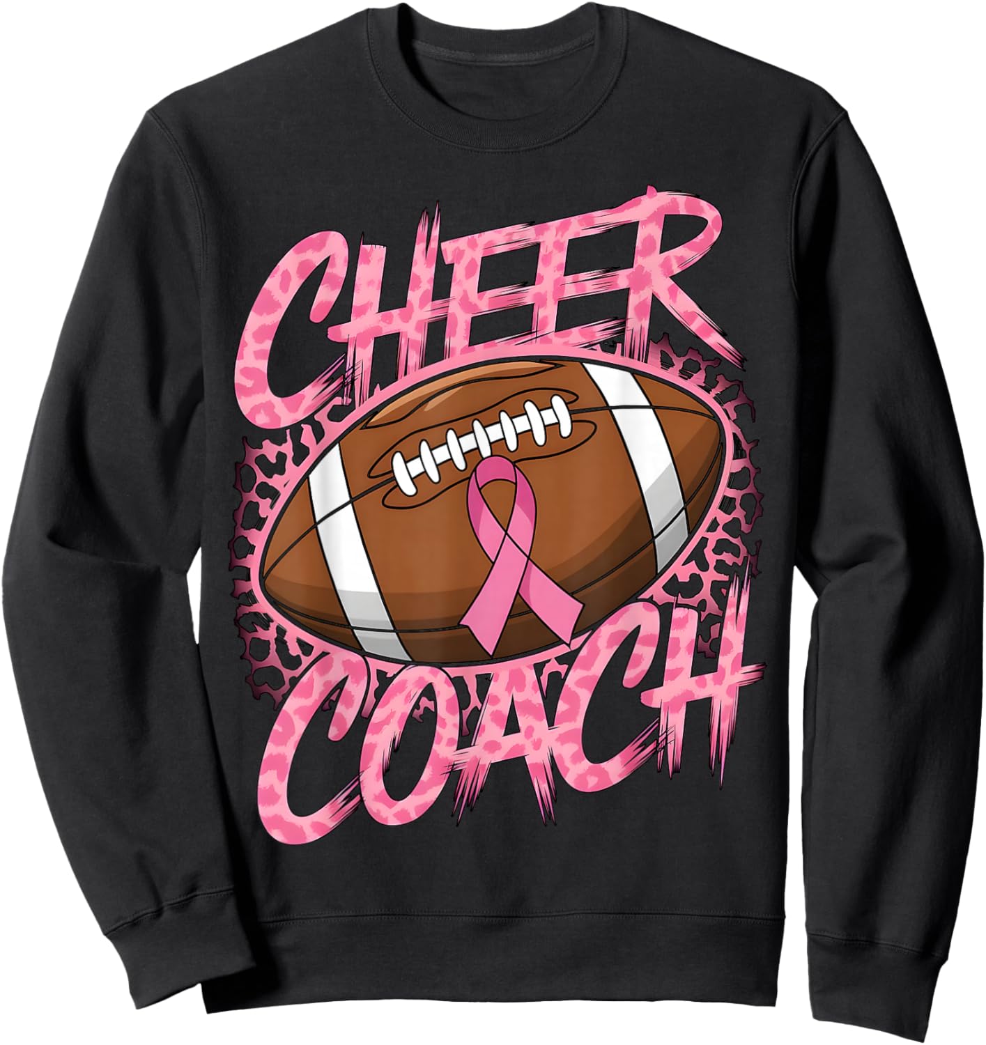 Football Cheer Coach Pink Ribbon Breast Cancer Awareness Sweatshirt - Sweatshirt | Black