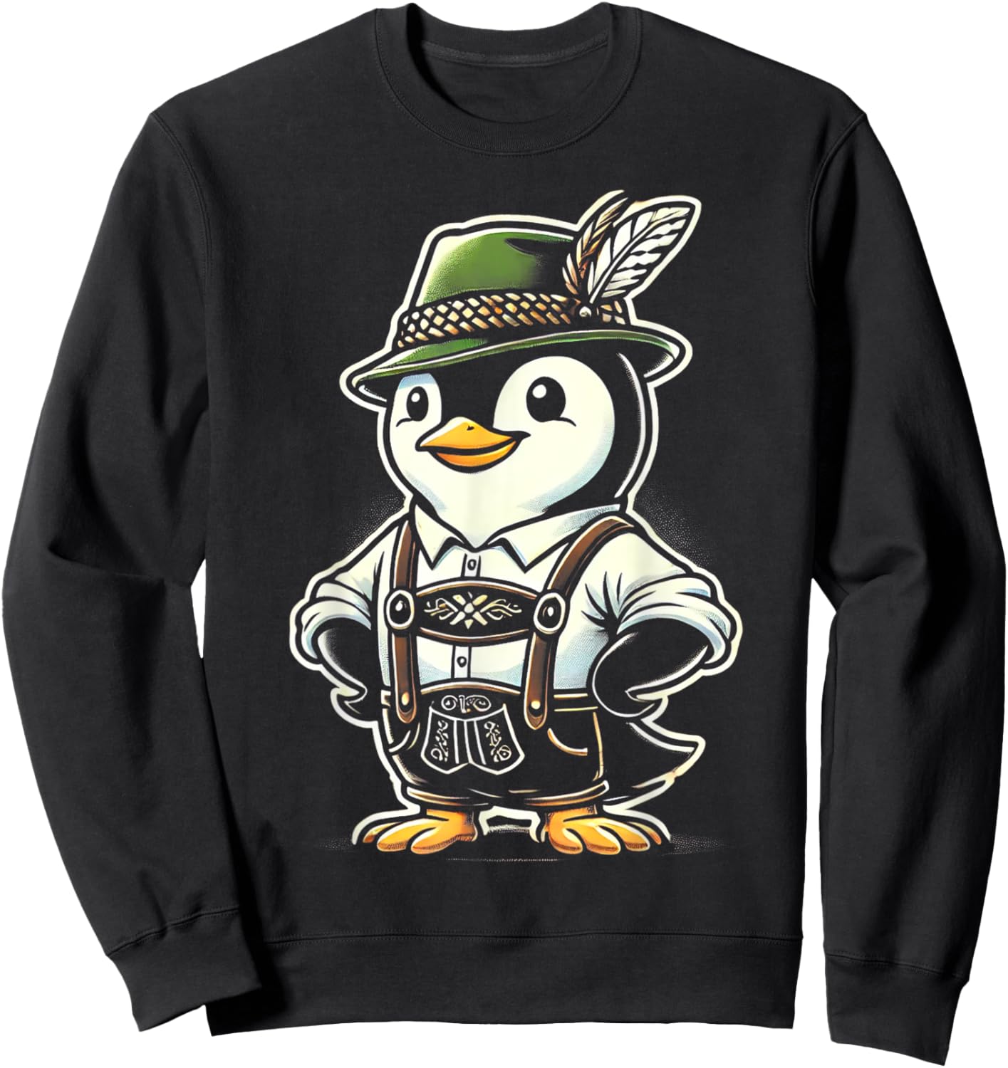Oktoberfest Penguin Funny German Bavarian Lederhosen Penguin Sweatshirt - Sweatshirt | Black
