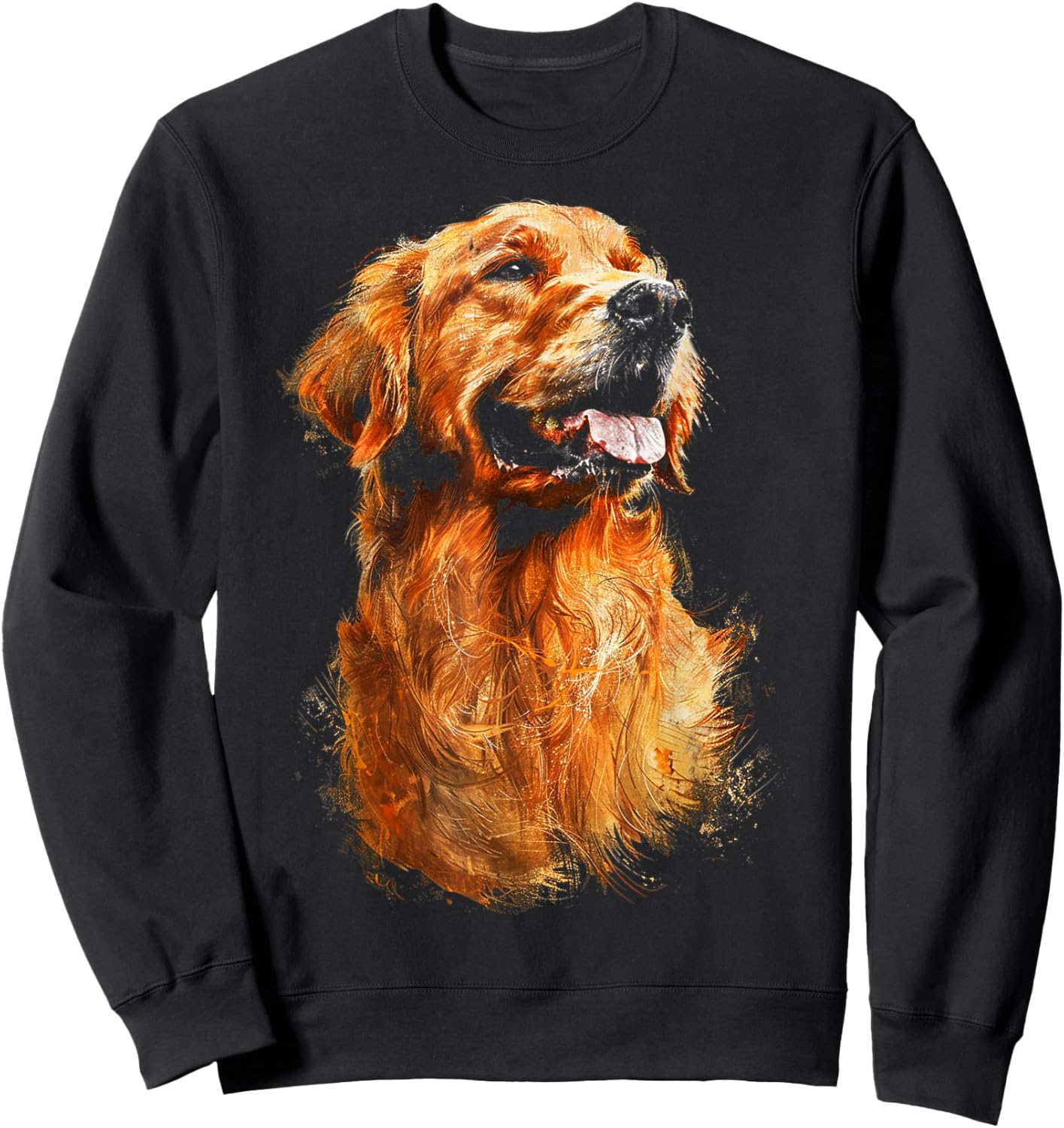 Golden Retriever Dog Graphic Pet Artwork Golden Retriever Men Women Kids Sweatshirt - Sweatshirt | Black