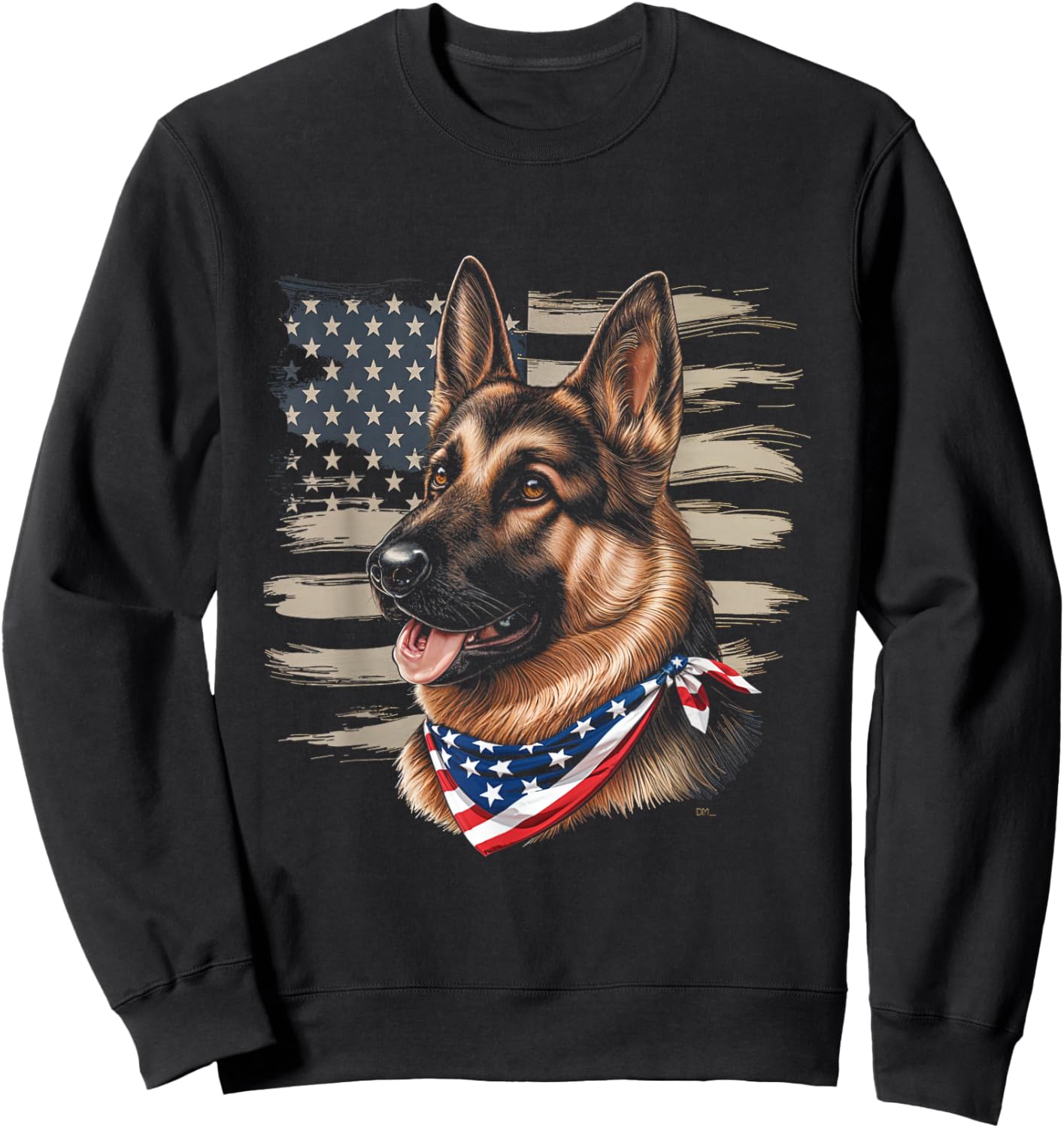 German Shepherd American Flag Dog Patriotic Pet Sweatshirt - Sweatshirt | Black