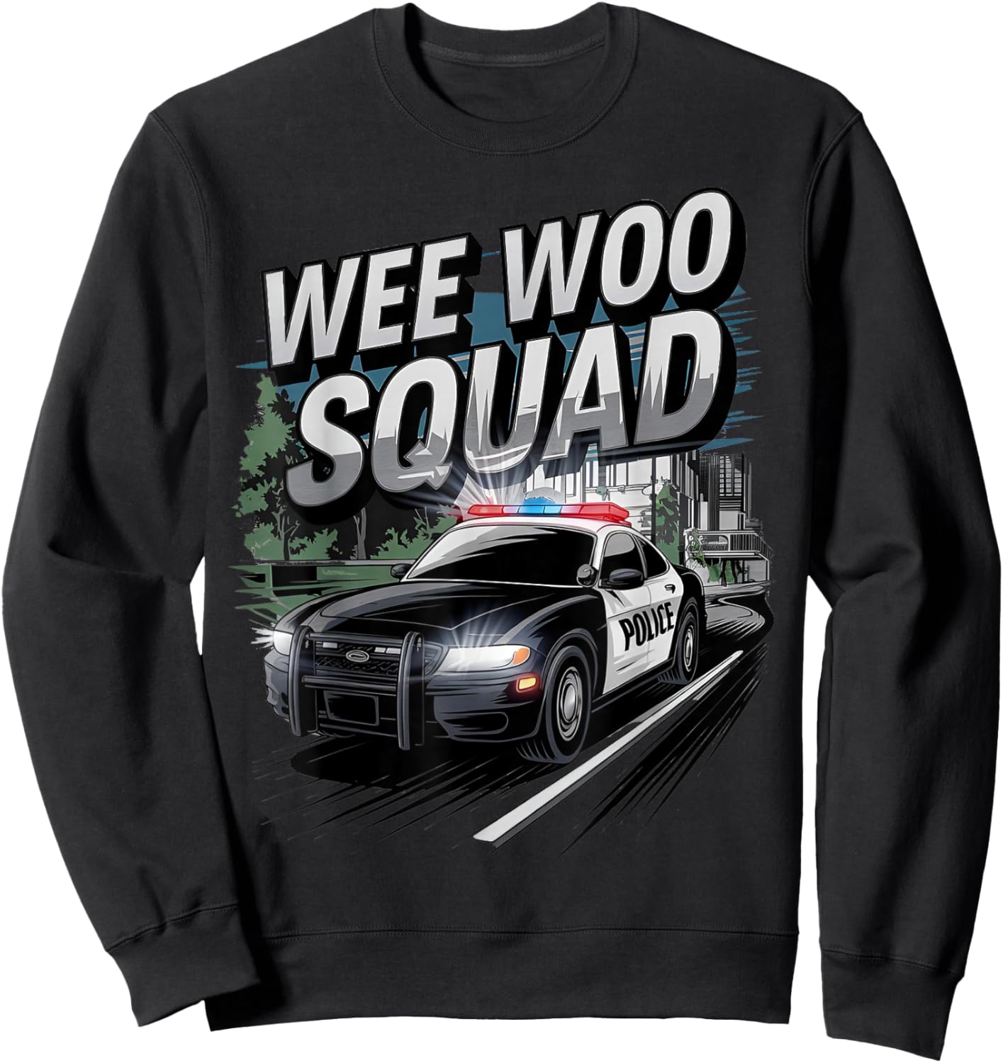 Wee Woo Squad Police Car Fan Humor For Kids Police Officer Sweatshirt - Sweatshirt | Black