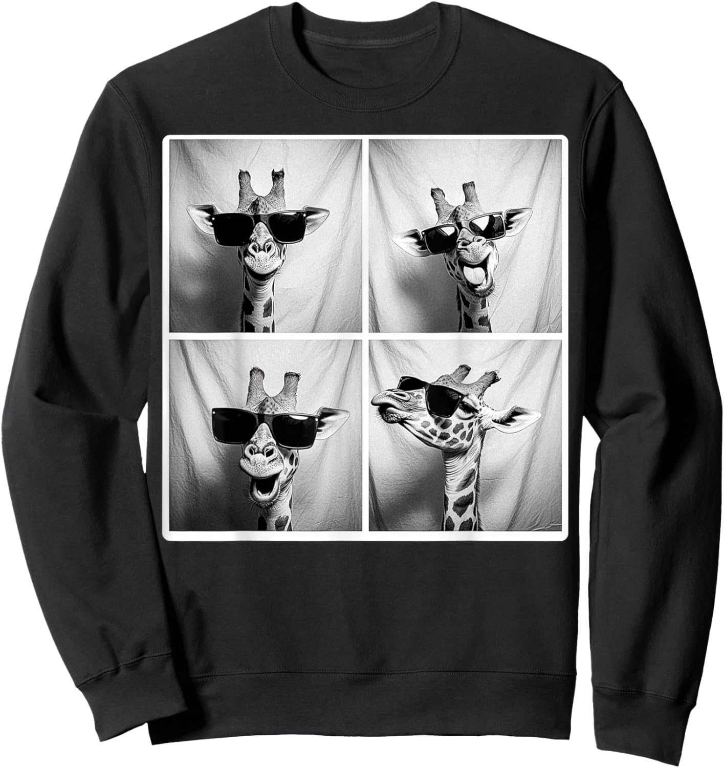 Giraffe Wearing Sunglasses Funny Photobooth Safari Selfie Sweatshirt - Sweatshirt | Black