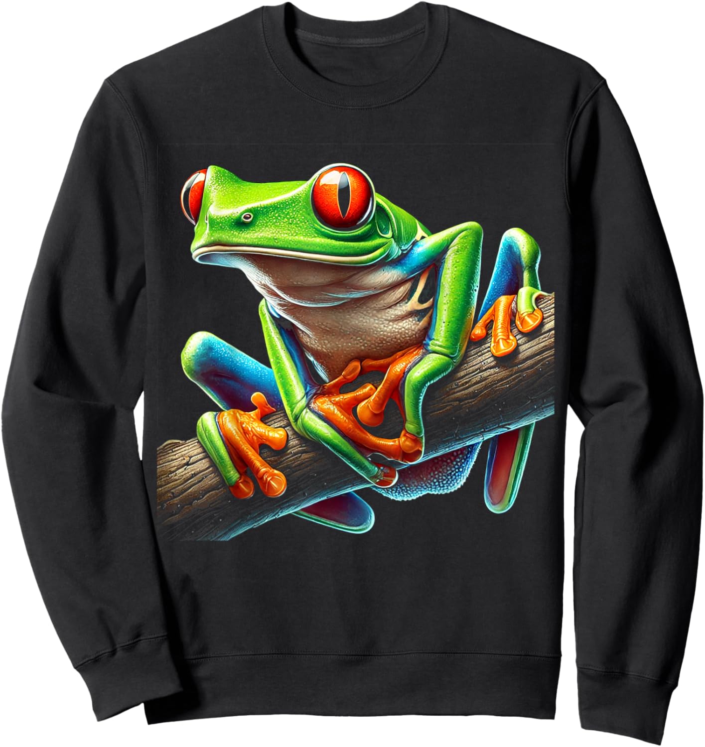 Green Body Red Eyed Tree Frog Rainforest Amphibian Sweatshirt - Sweatshirt | Black