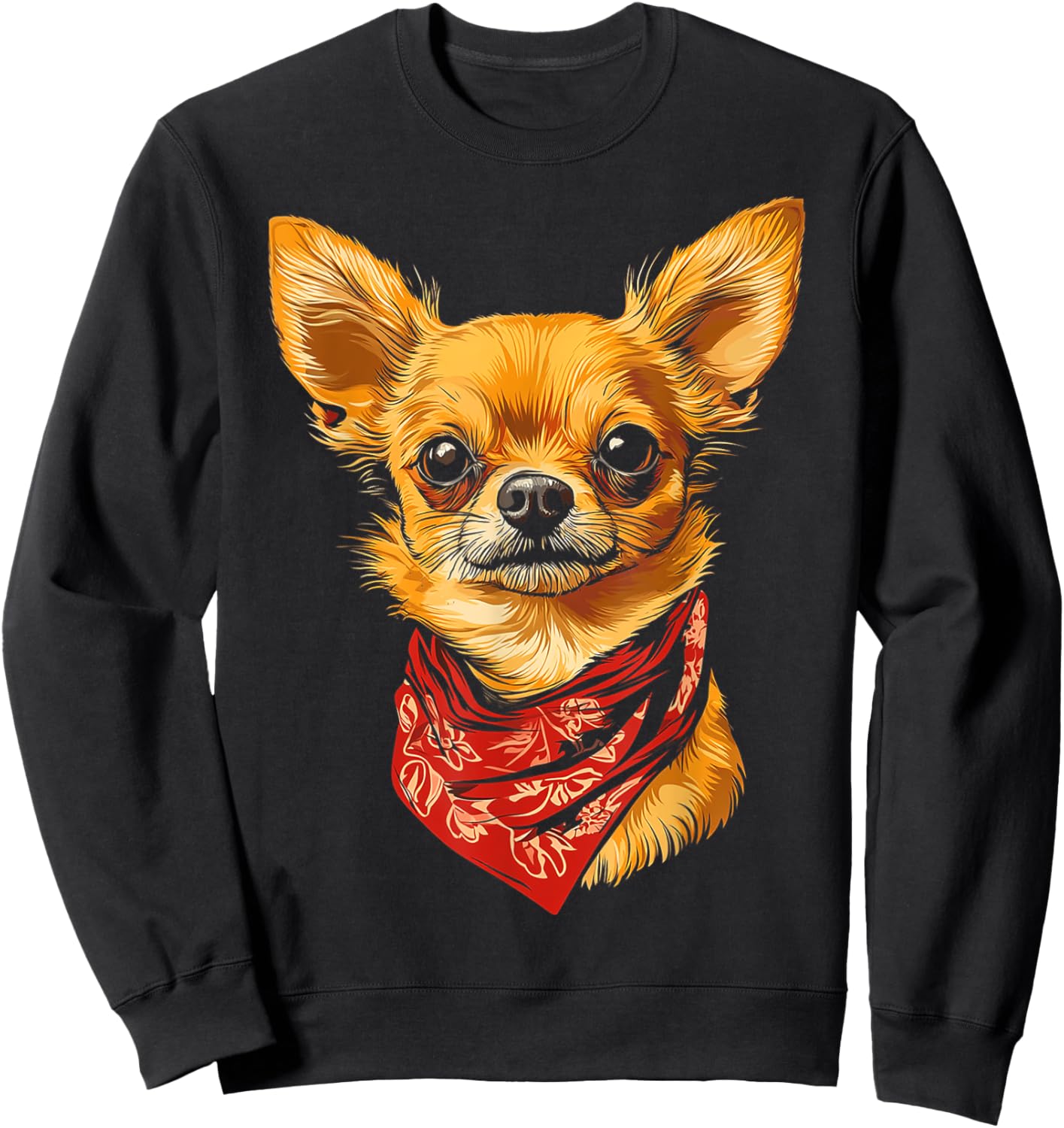 Chihuahua Dog Motif Pet Illustration Chihuahua Sweatshirt - Sweatshirt | Black