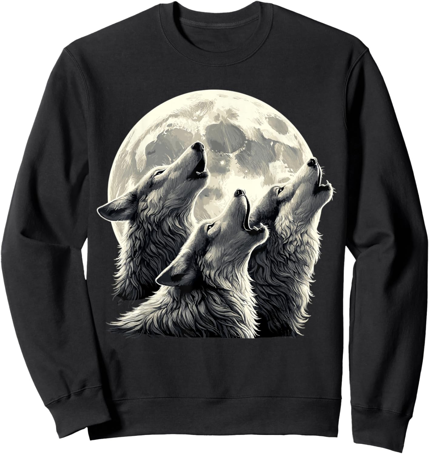 Howling Wolves Moon Wolf Sweatshirt - Sweatshirt | Black