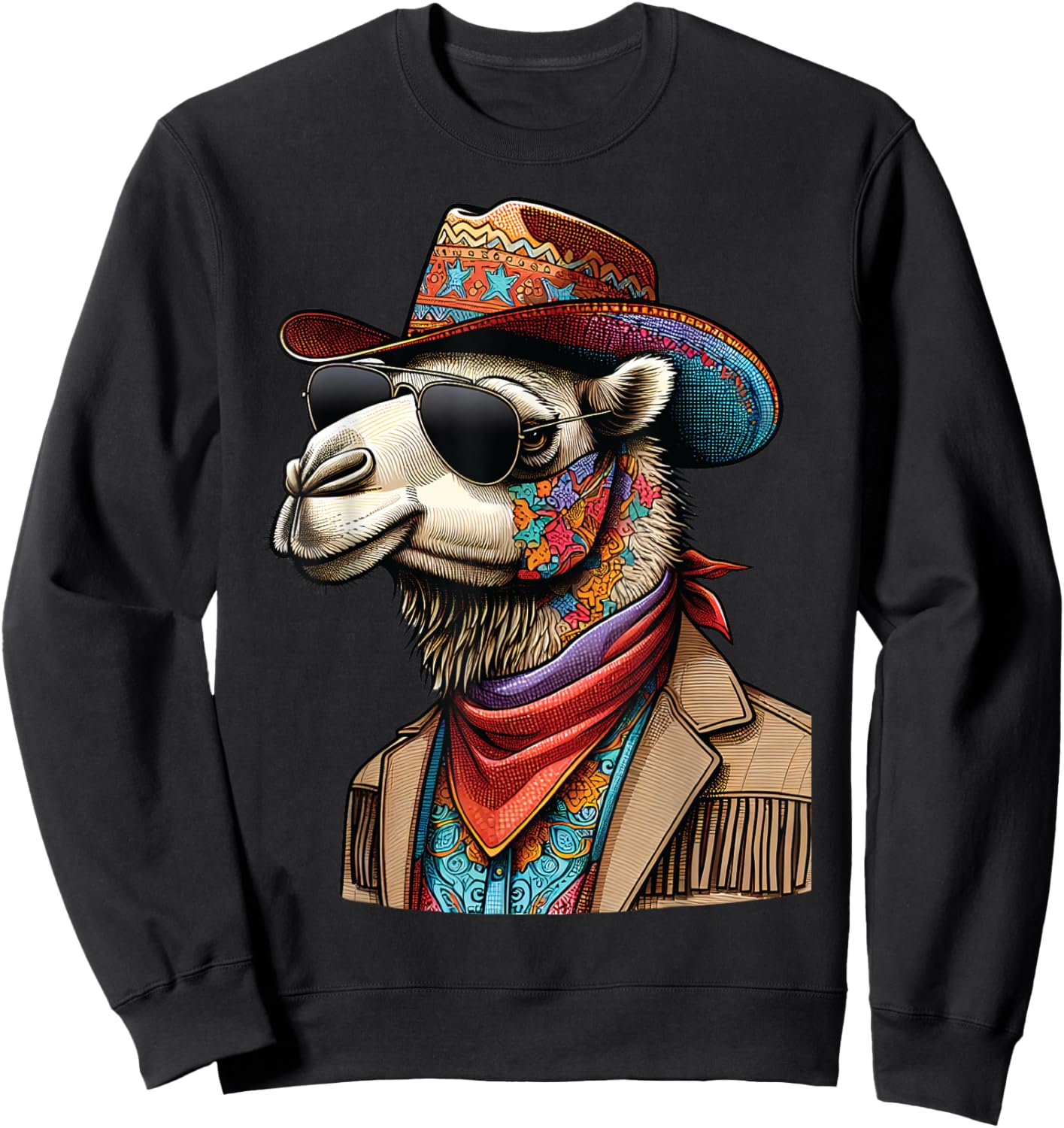 Cowboy Camel Funny Wild West Sheriff Camels Sweatshirt - Sweatshirt | Black