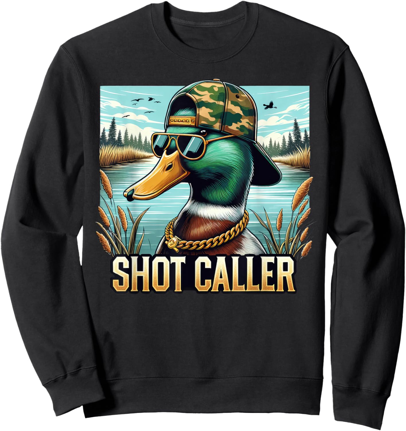 Shot-Caller Funny Duck Hunter Hunting Season Men Women Sweatshirt - Sweatshirt | Black