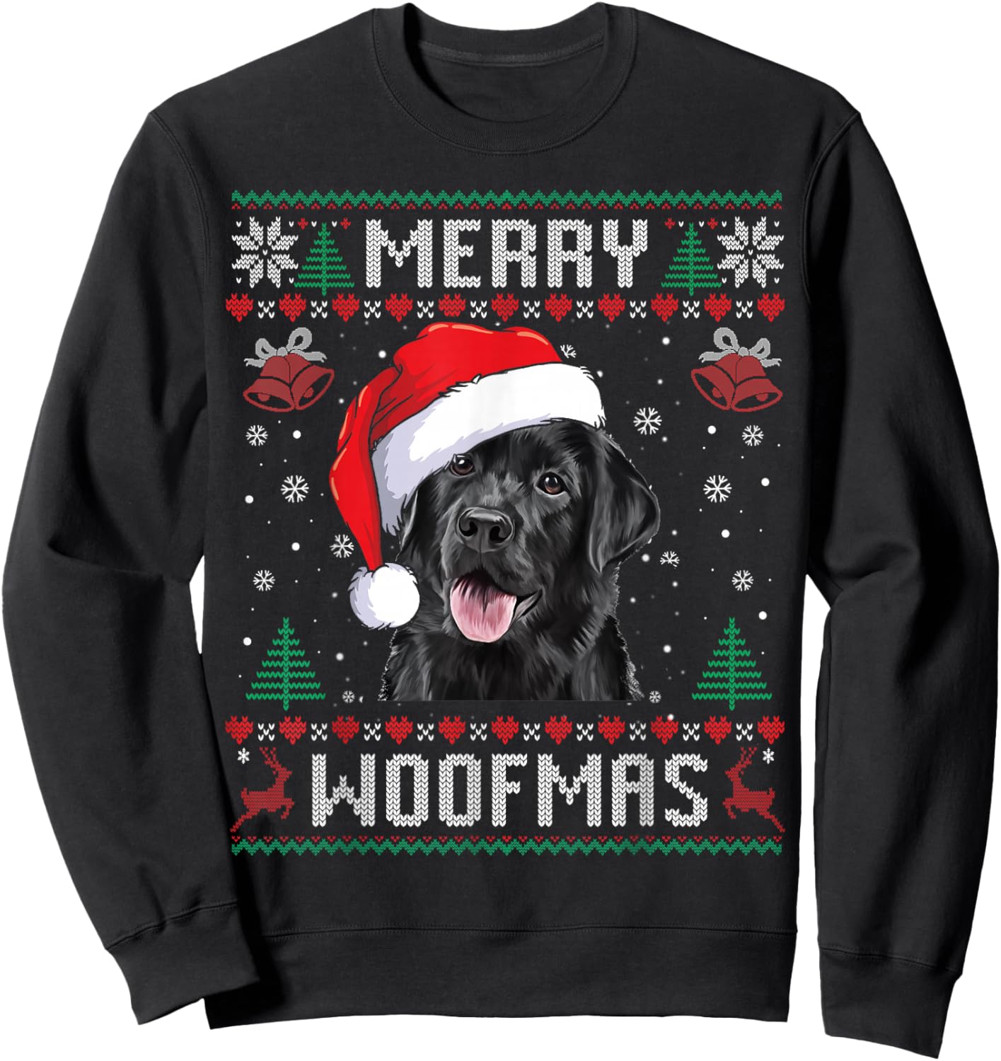 Merry Woofmas Ugly Sweater Black Lab Labrador Christmas Sweatshirt - Sweatshirt | Black