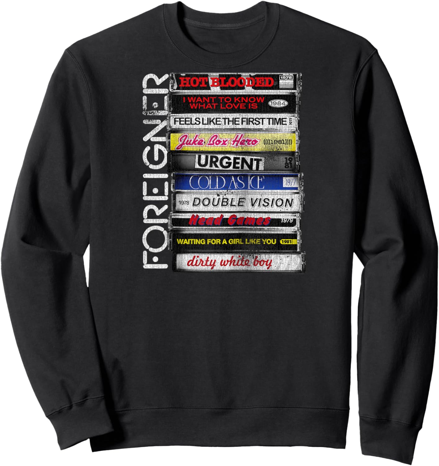 Foreigner Classic Hit Songs 80s Rock Band Raglan Baseball Sweatshirt - Sweatshirt | Black