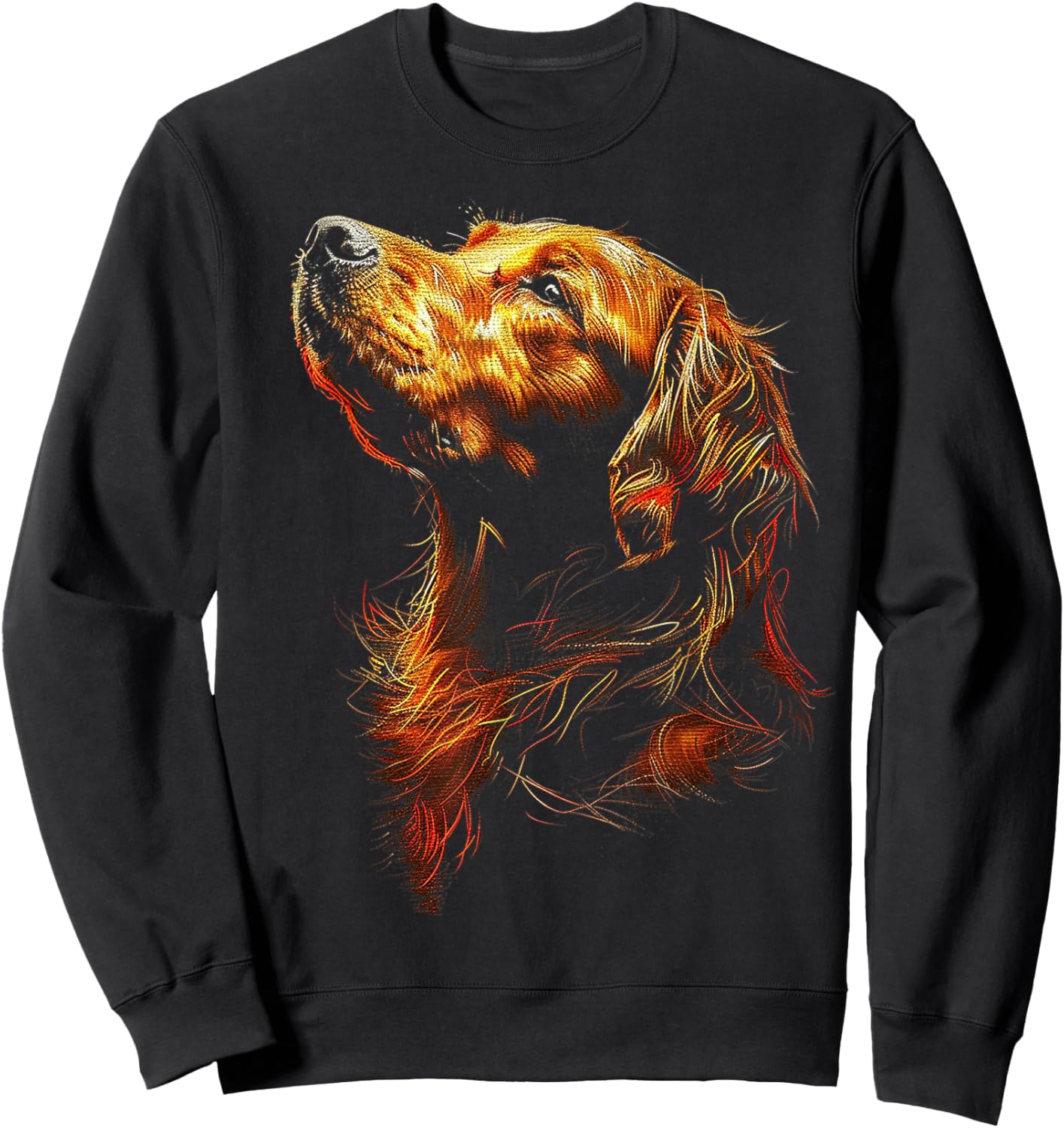 Golden Retriever Dog Motif Pet Illustration Golden Retriever Women Kids Sweatshirt - Sweatshirt | Black