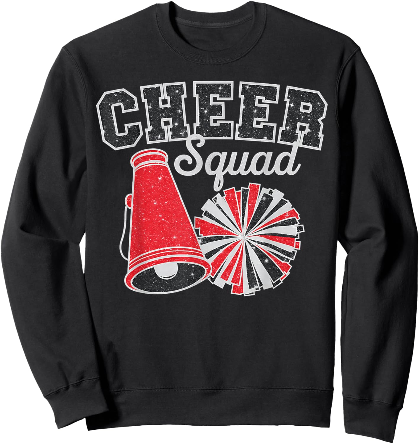 Cheer Squad Funny Cheerleader Cheerleading Red Women Girl Sweatshirt - Sweatshirt | Black