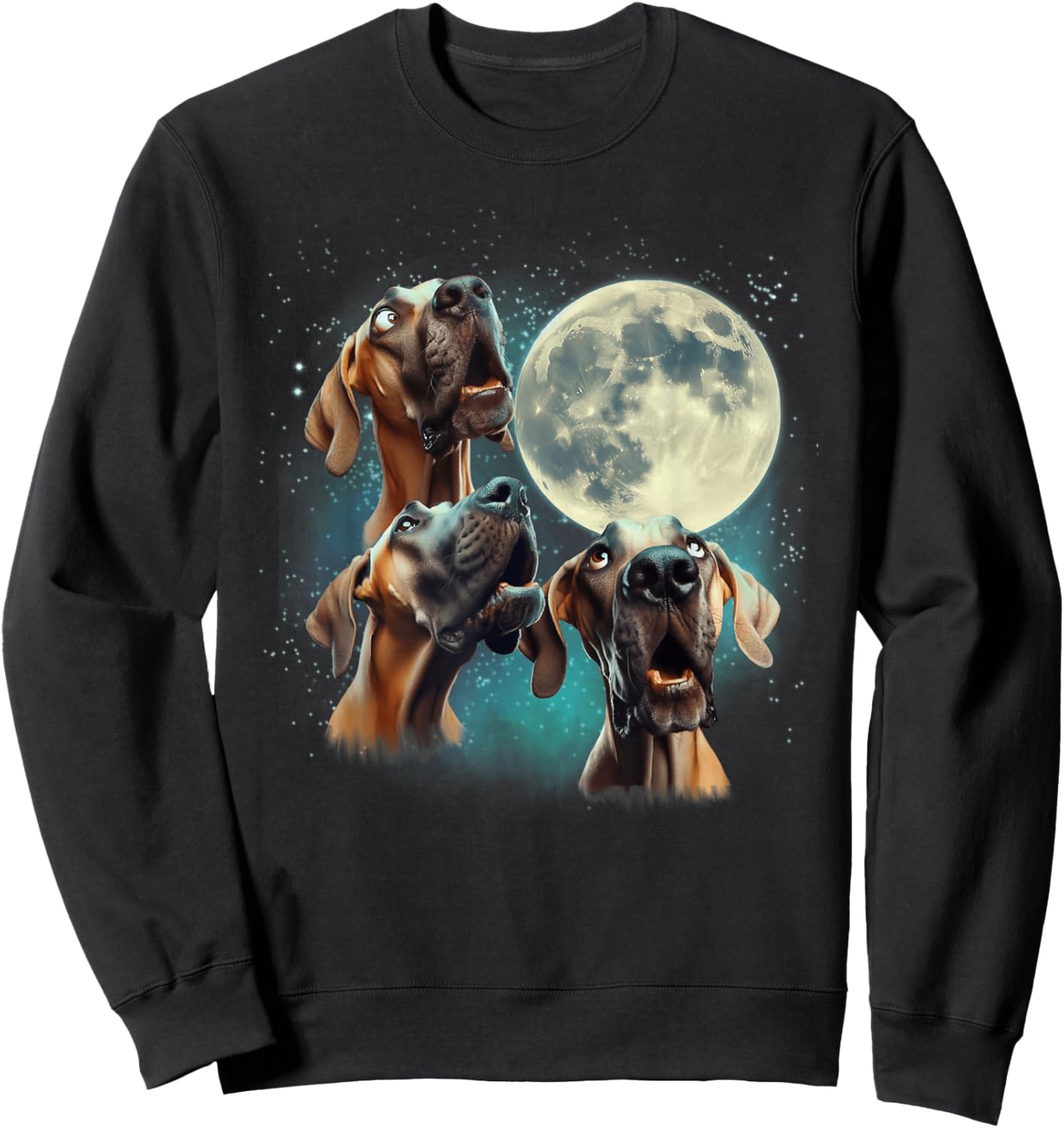 Funny Three Dog Moon, 3 Great Dane Fawn Natural, Weird Meme Men Women Kids Sweatshirt - Sweatshirt | Black