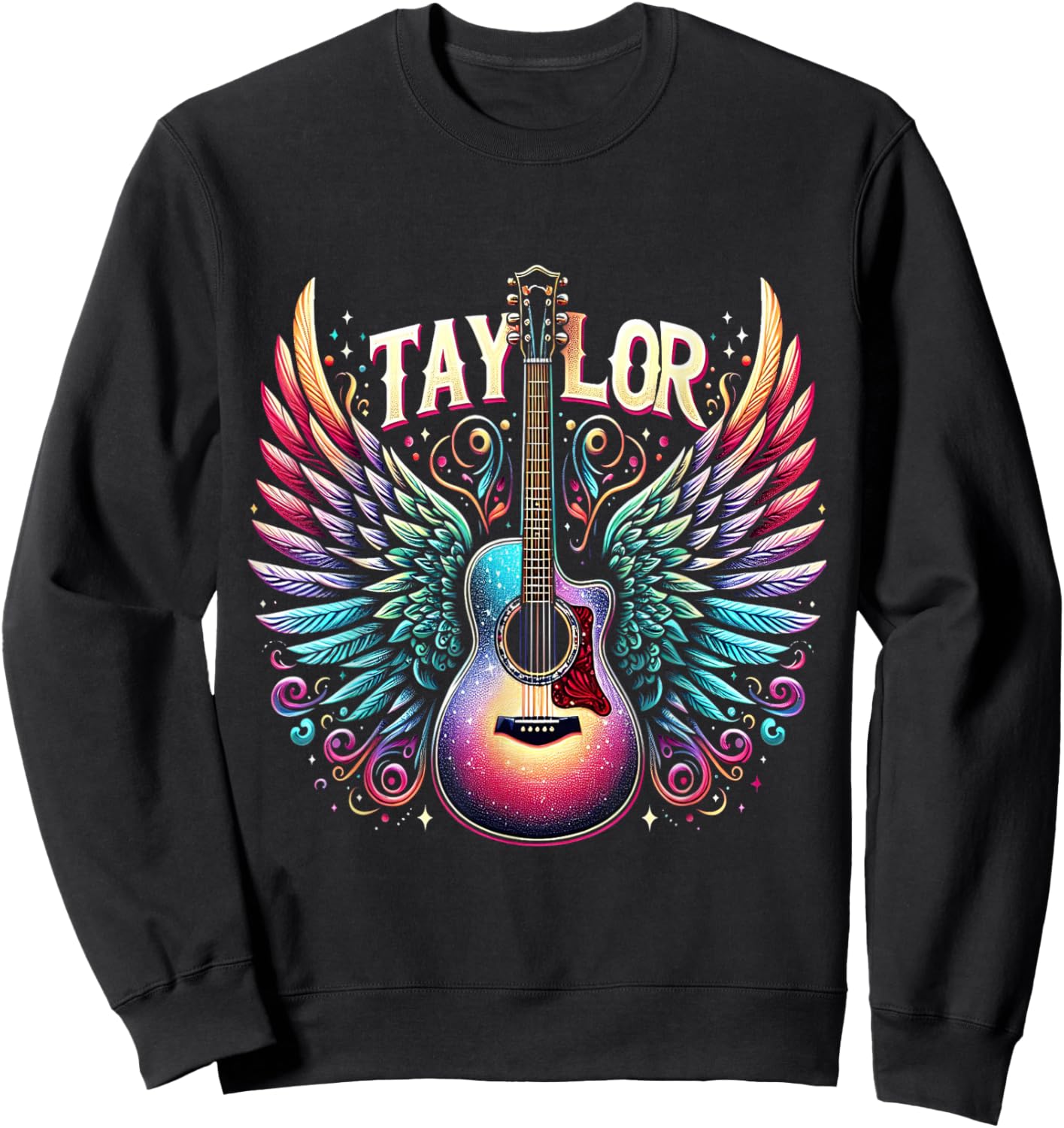 Girl Retro Taylor First Name Personalized Groovy 80's Sweatshirt - Sweatshirt | Black